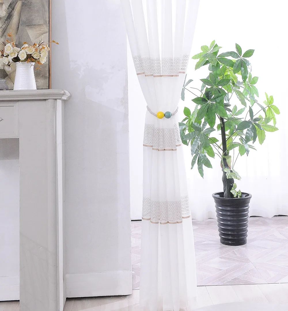 65 Foulola News: 2029# Series Jacquard Stripe Style Linen Sheer details