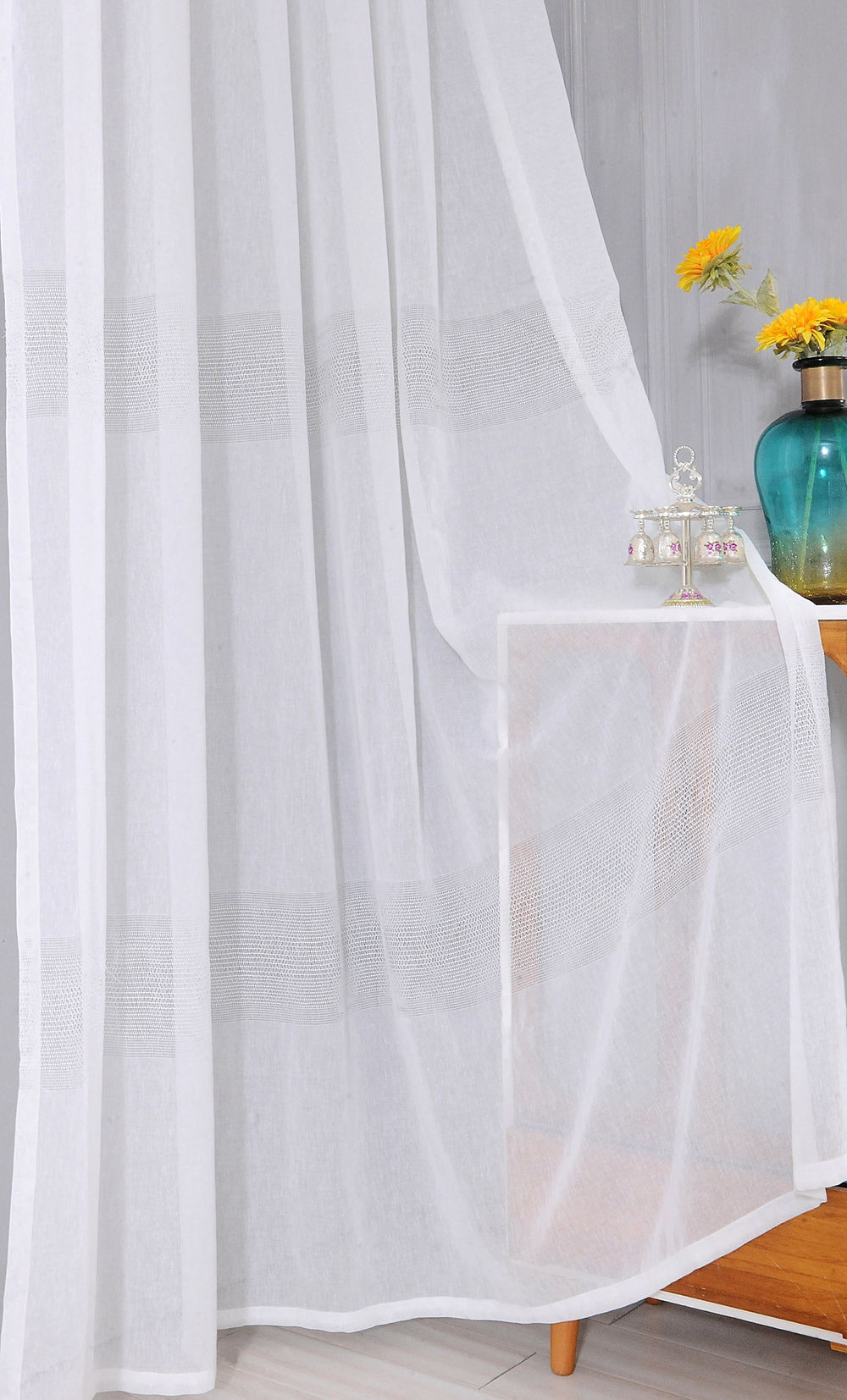 74 Foulola News: 2029# Series Jacquard Stripe Style Linen Sheer manufacture