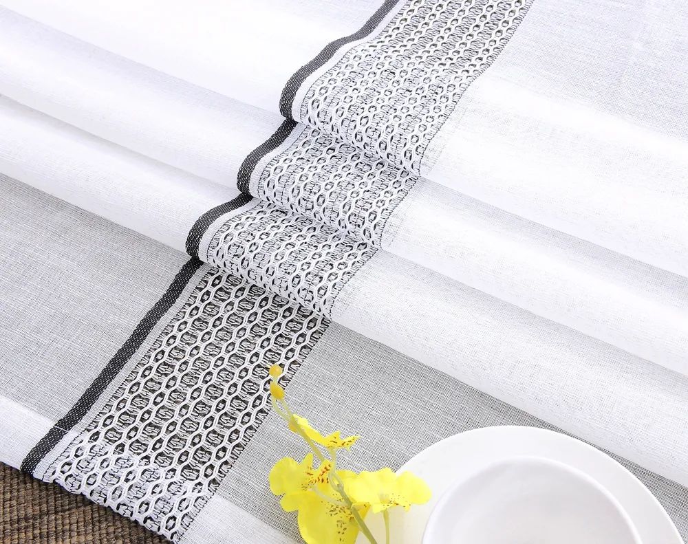 40 Foulola News: 2029# Series Jacquard Stripe Style Linen Sheer details