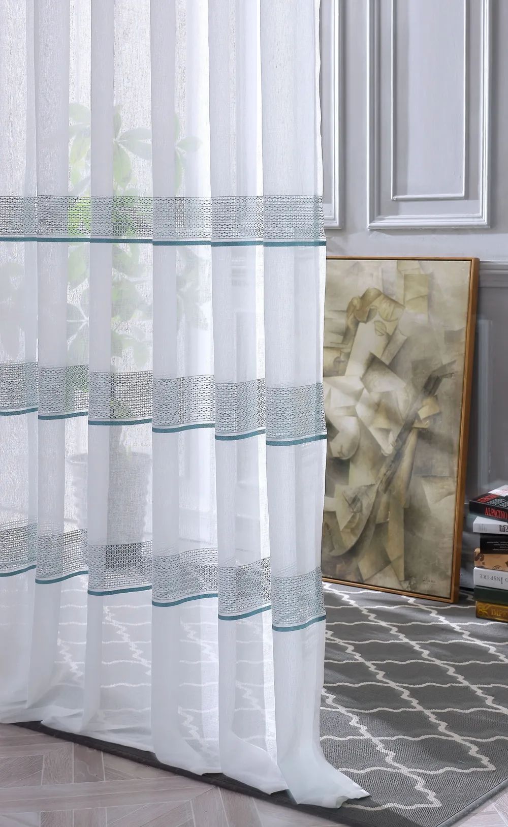 18 Foulola News: 2029# Series Jacquard Stripe Style Linen Sheer manufacture