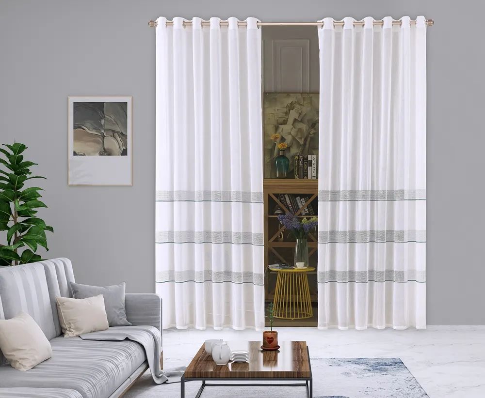 21 Foulola News: 2029# Series Jacquard Stripe Style Linen Sheer factory