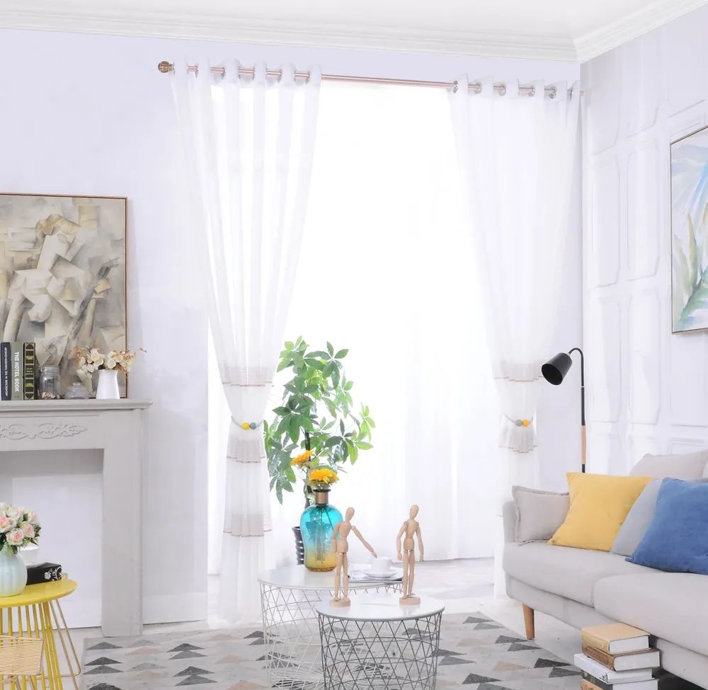 70 Foulola News: 2029# Series Jacquard Stripe Style Linen Sheer factory