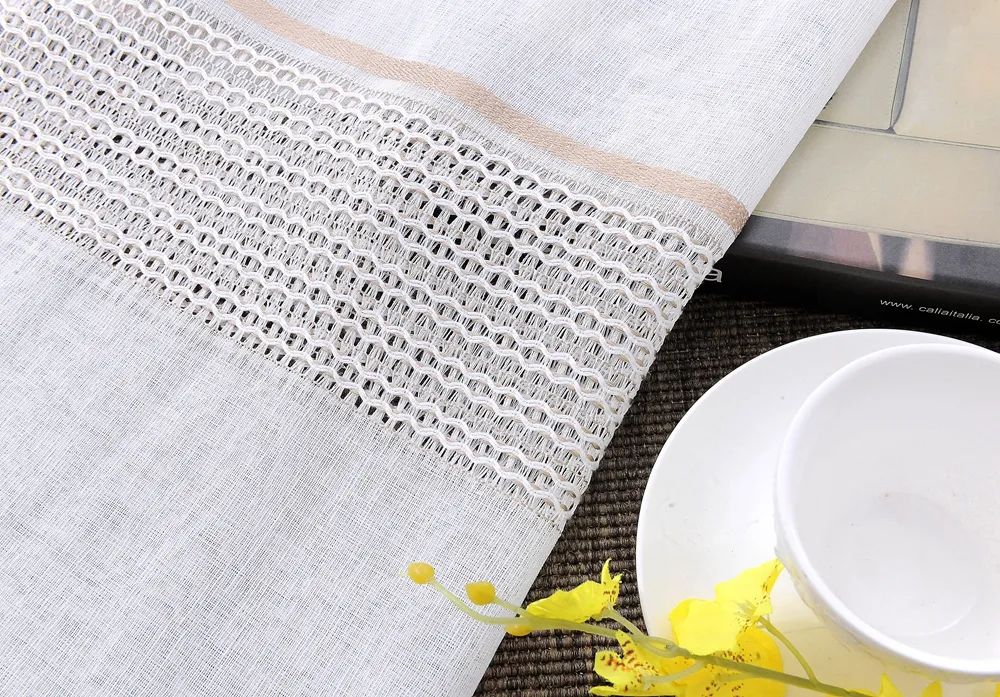 64 Foulola News: 2029# Series Jacquard Stripe Style Linen Sheer details