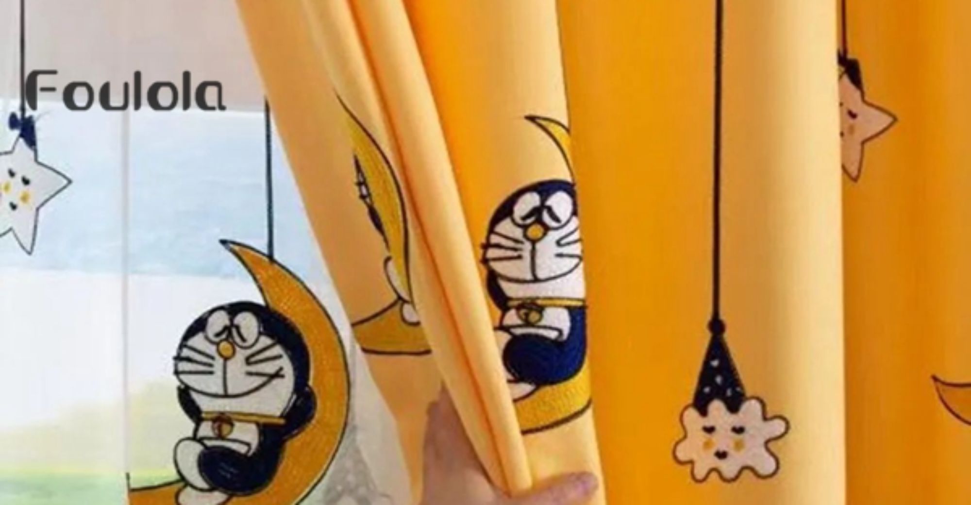 Foulola Cartoon Series:DLAM/YYXS/XMF#, Embroidery Artwork Curtain,700g/m