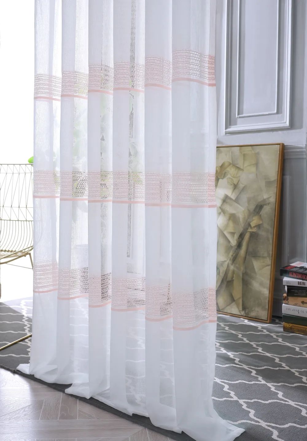 57 Foulola News: 2029# Series Jacquard Stripe Style Linen Sheer supplier