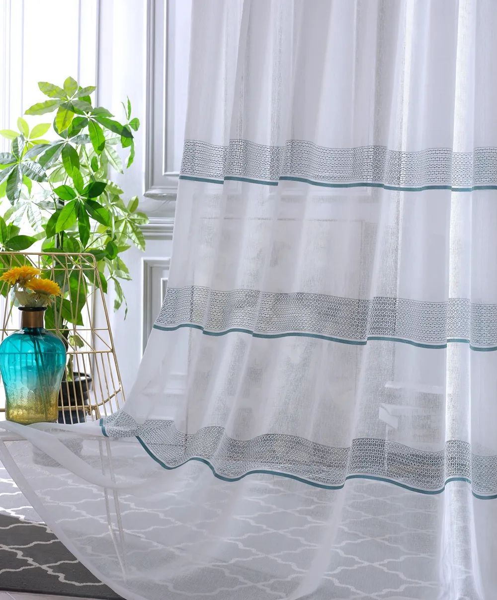 17 Foulola News: 2029# Series Jacquard Stripe Style Linen Sheer details