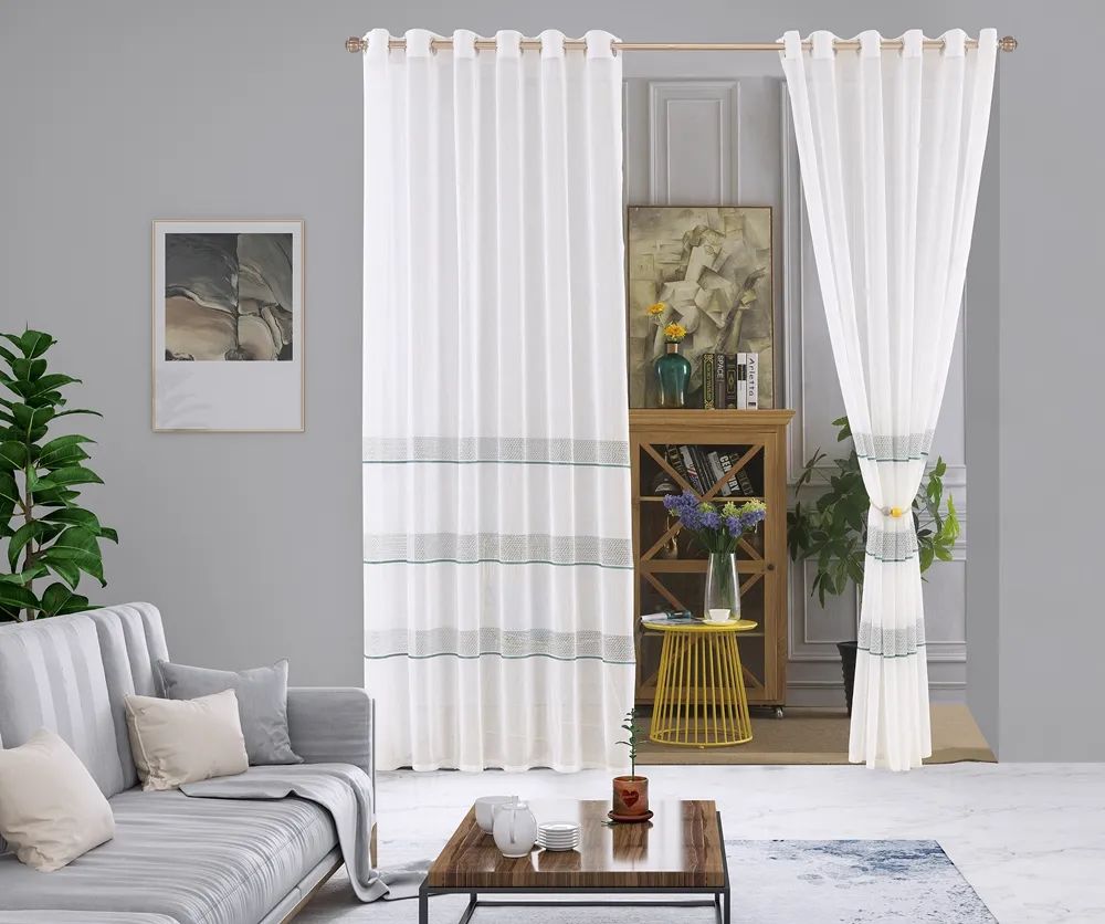 22 Foulola News: 2029# Series Jacquard Stripe Style Linen Sheer manufacture