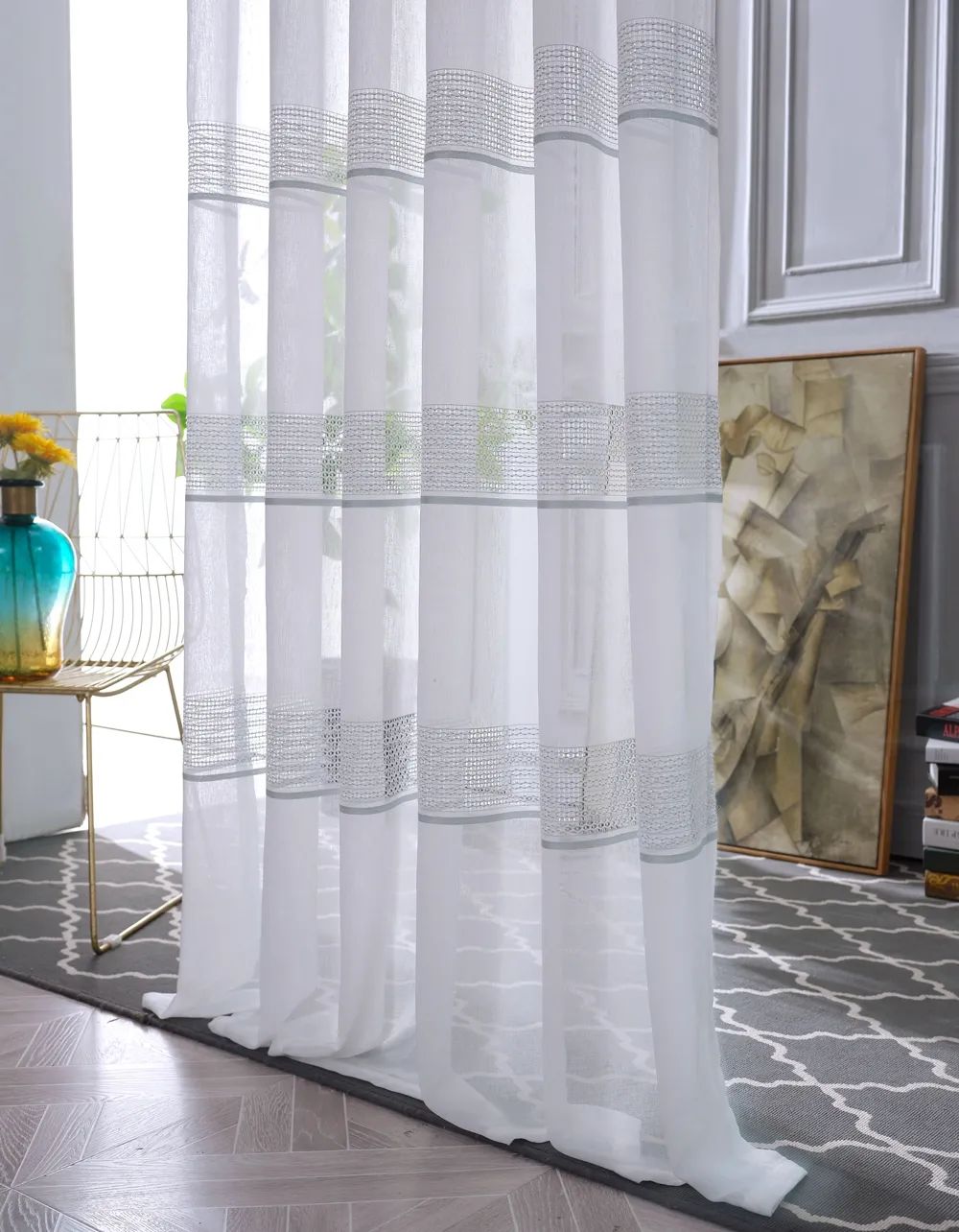 32 Foulola News: 2029# Series Jacquard Stripe Style Linen Sheer manufacture