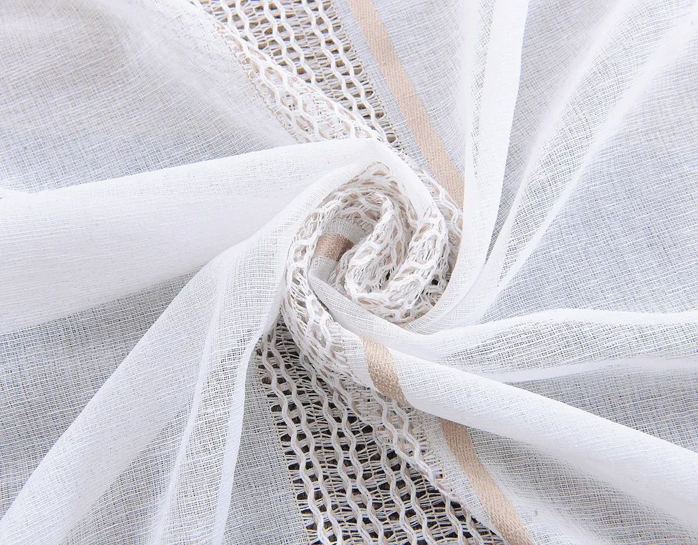 61 Foulola News: 2029# Series Jacquard Stripe Style Linen Sheer details
