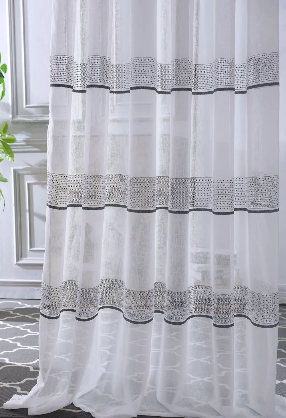 45 Foulola News: 2029# Series Jacquard Stripe Style Linen Sheer supplier