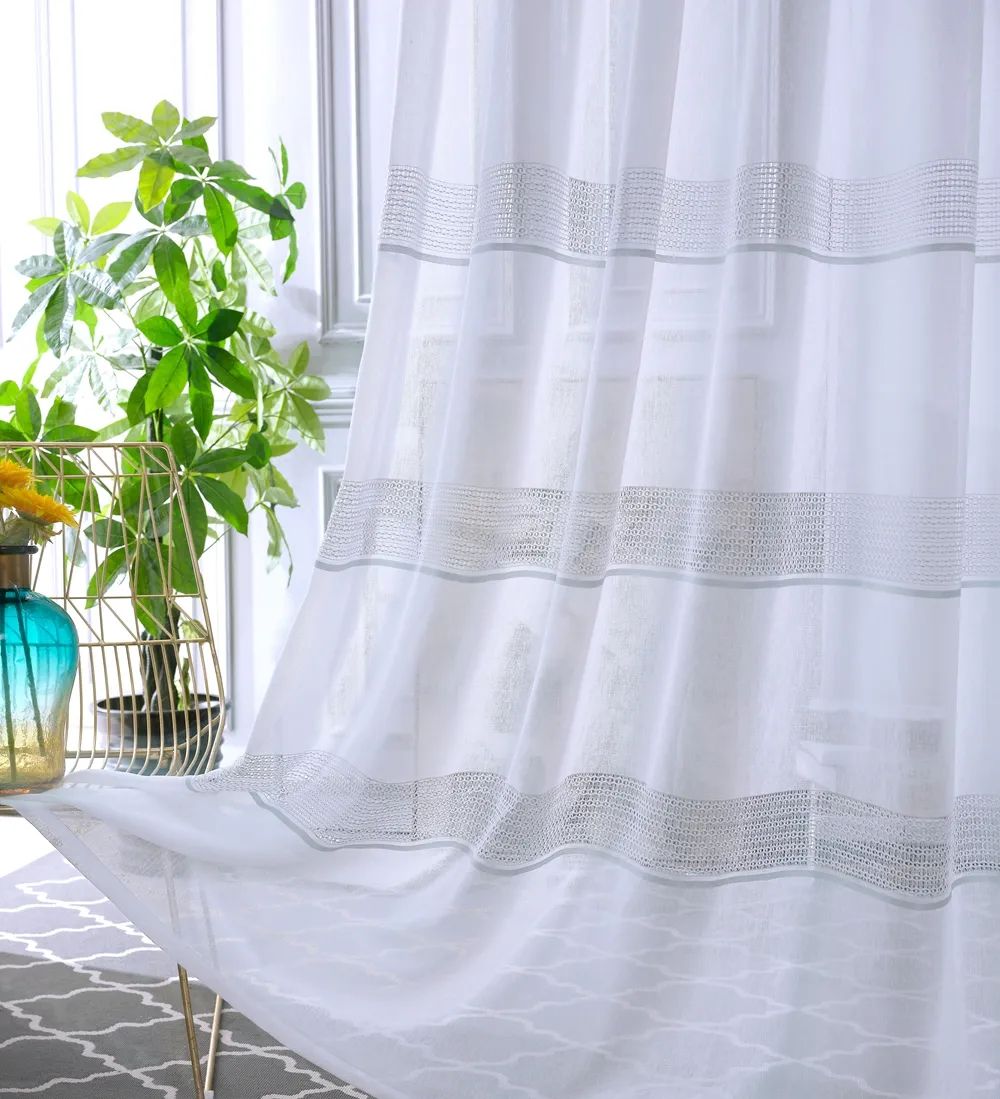 31 Foulola News: 2029# Series Jacquard Stripe Style Linen Sheer details