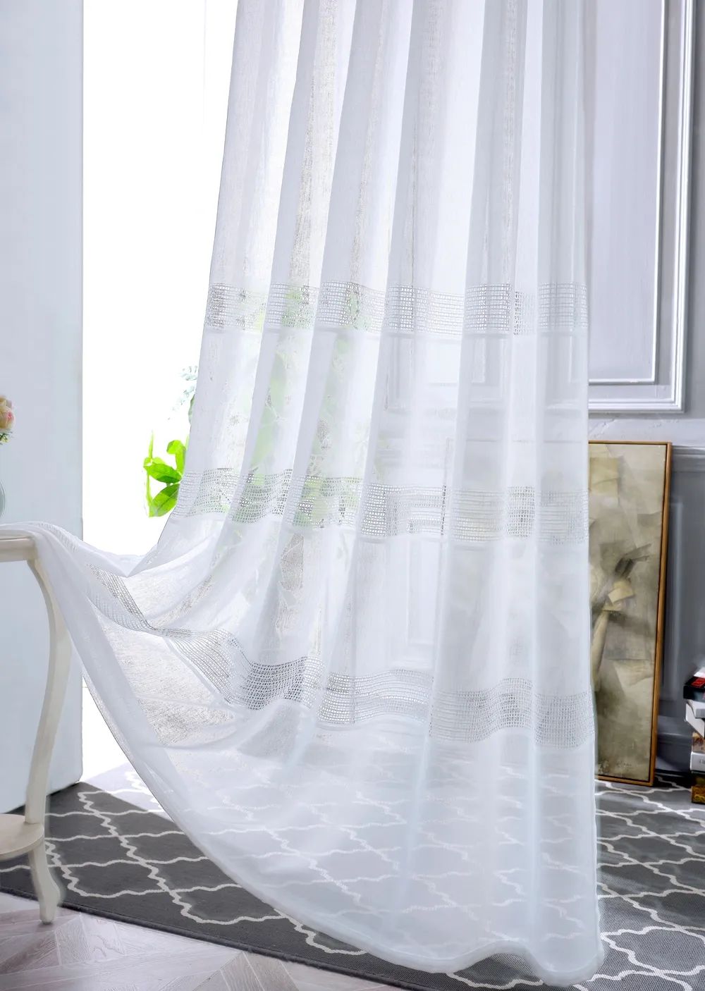 4 Foulola News: 2029# Series Jacquard Stripe Style Linen Sheer manufacture