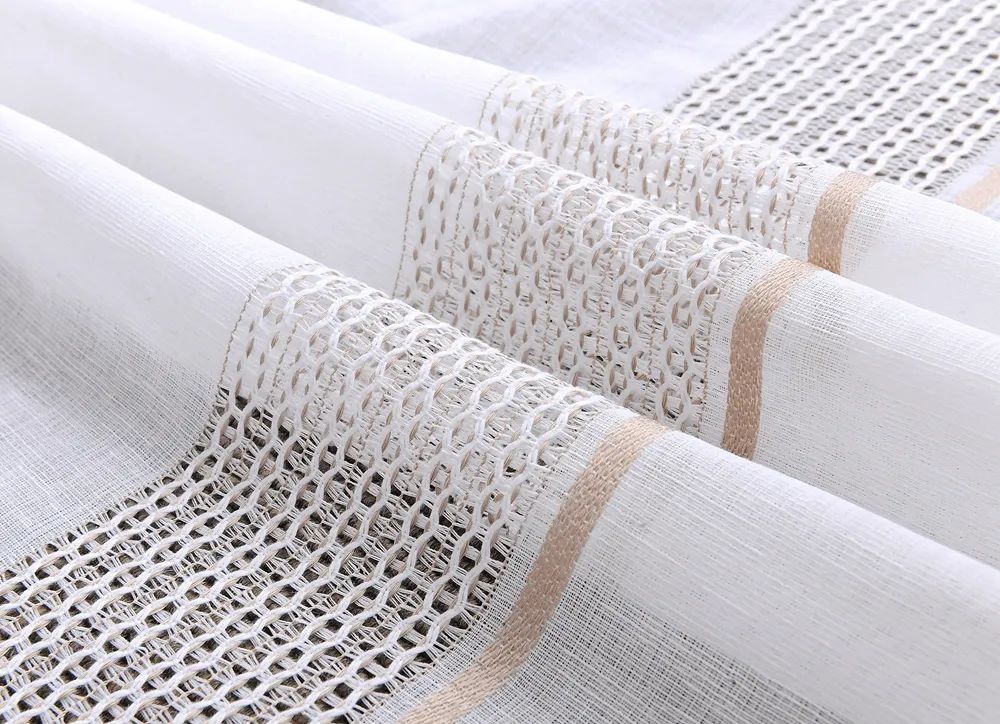 63 Foulola News: 2029# Series Jacquard Stripe Style Linen Sheer factory