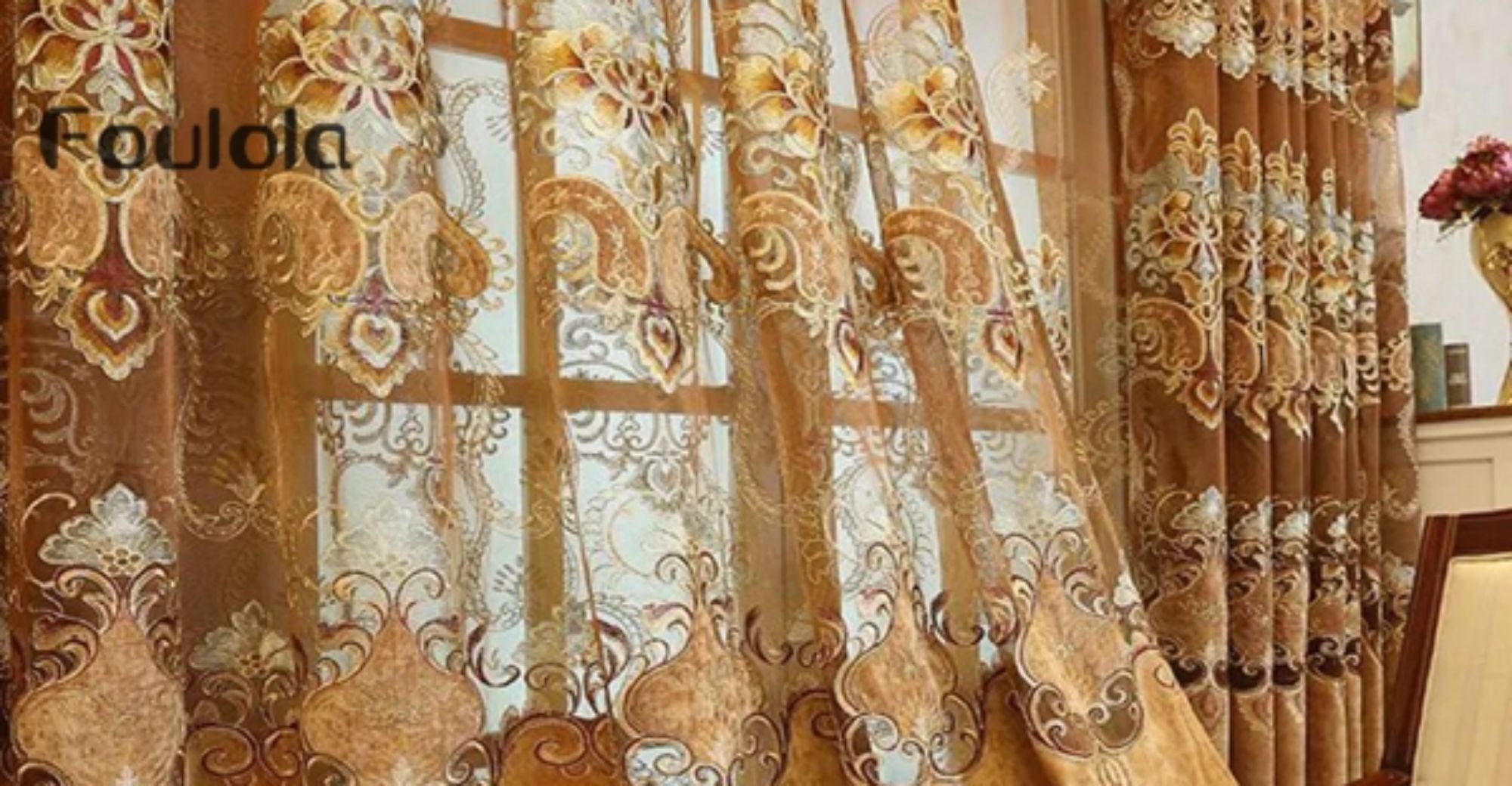 Foulola News: Luxury Embroidery Curtain YRDLK/MLMH/LNQCT/BH#