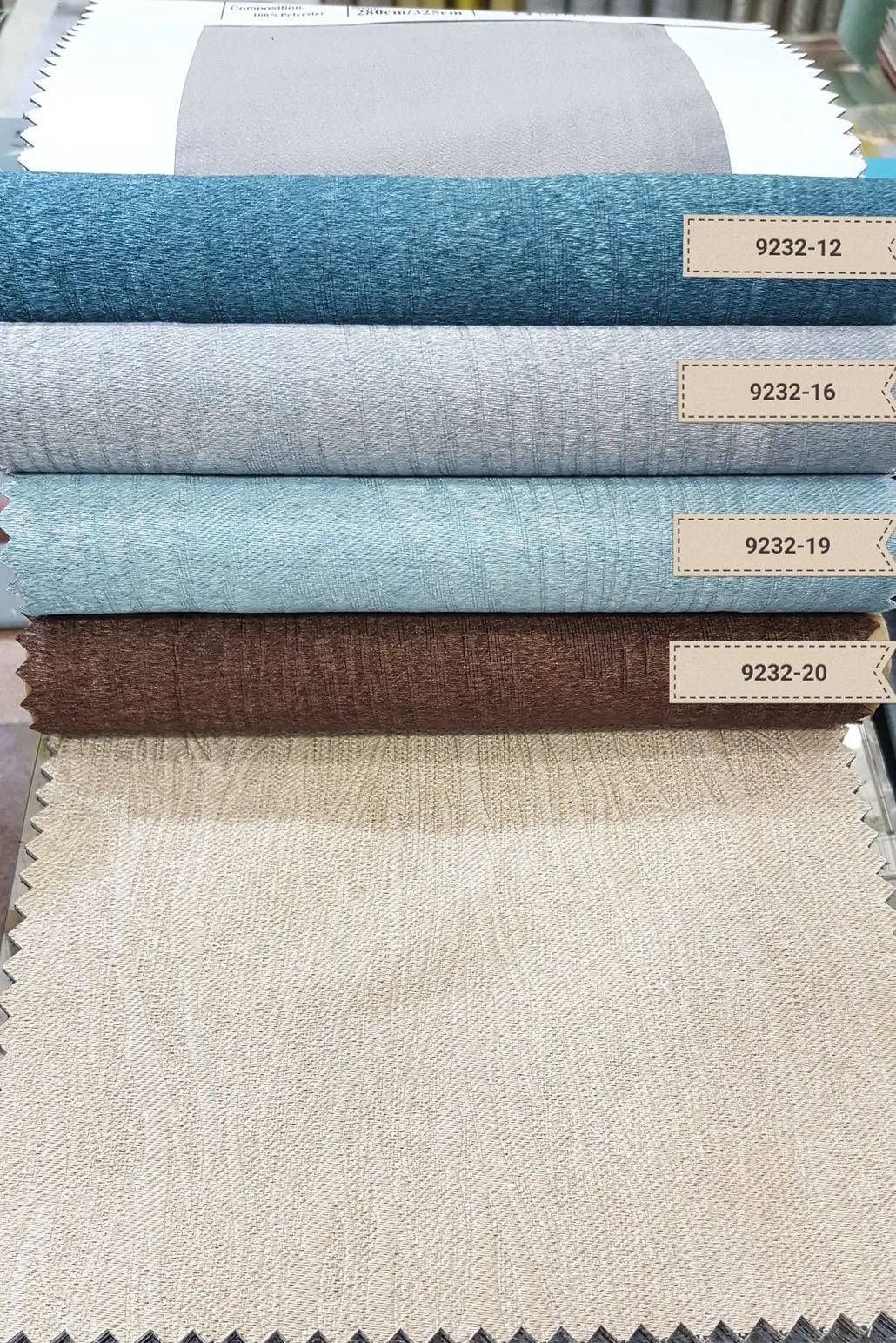 76 Foulola News: 2.8m DY/34# Series, Embossed Linen Style Blackout details