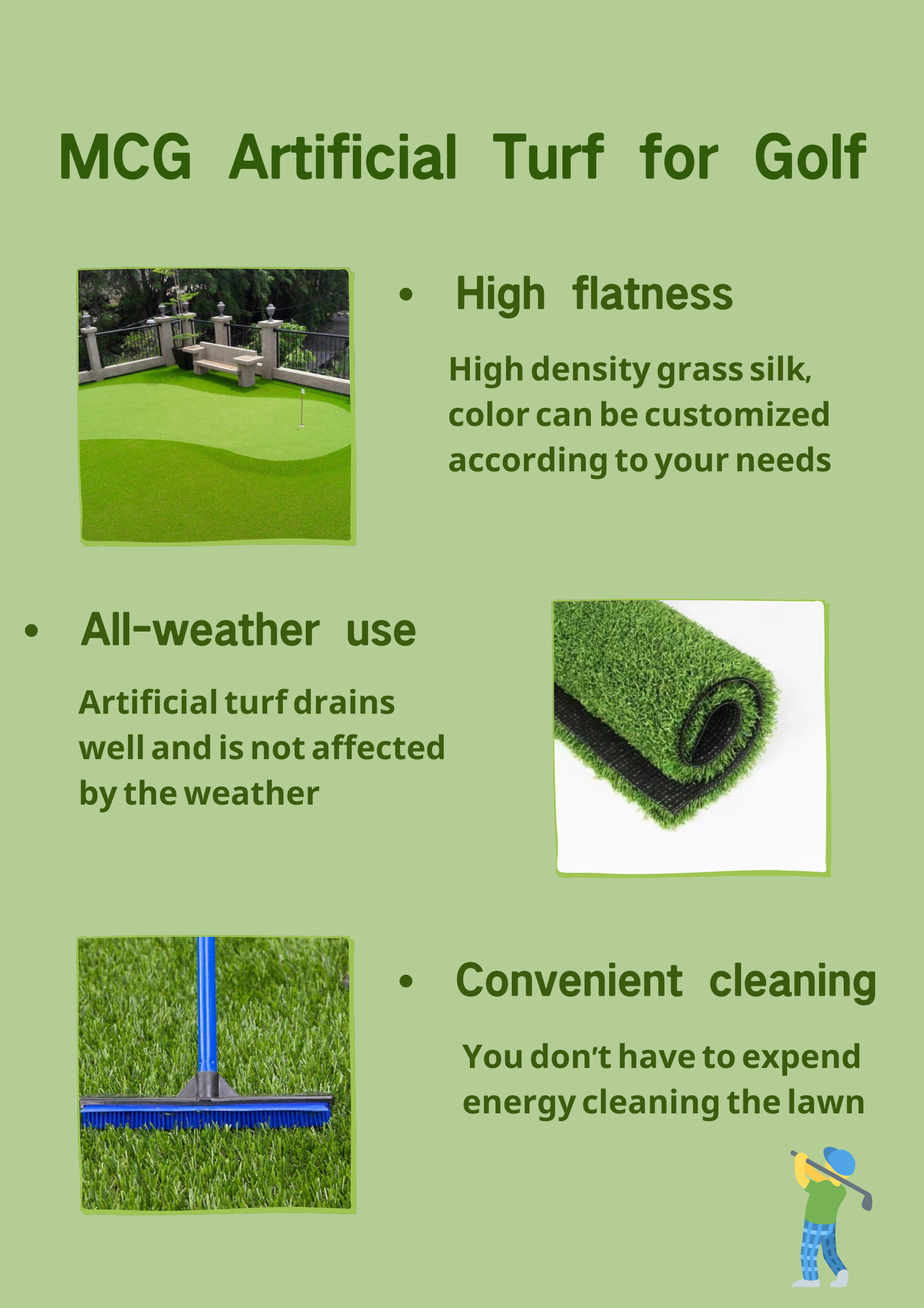 15mm Synthetic Grass Golf Putting Green Mat Artificial Grass for Golf details
