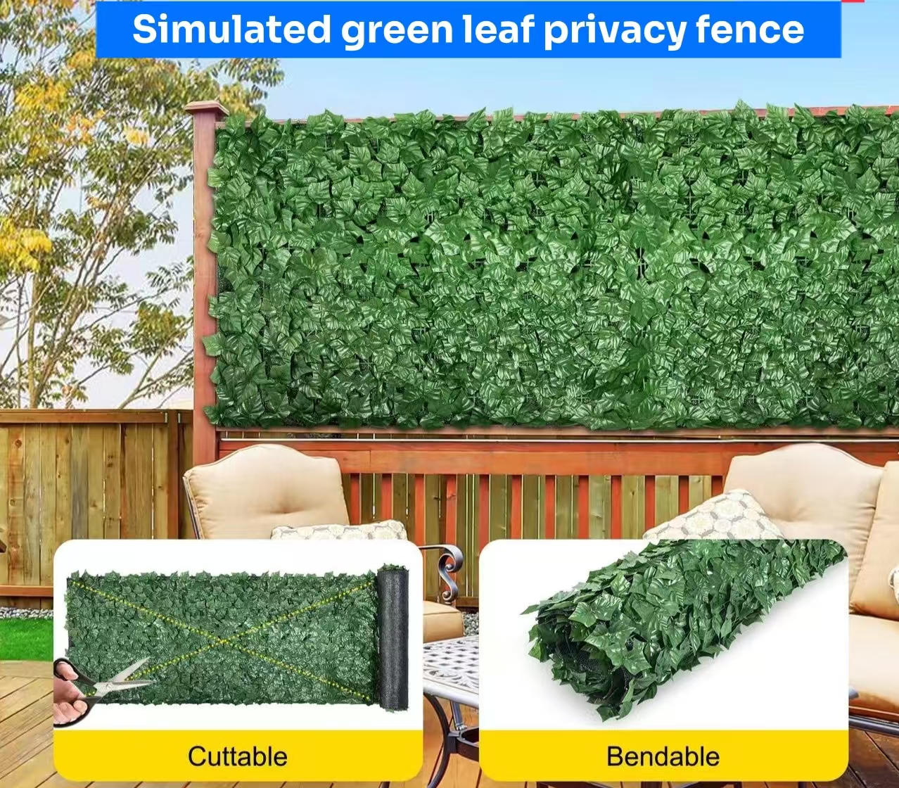 MCG Simulated Green Leaf Privacy Fence Artificial Boxwood Plastic Fabric Plant Wall with Hedge Enhancing Outdoor Space Greenery supplier