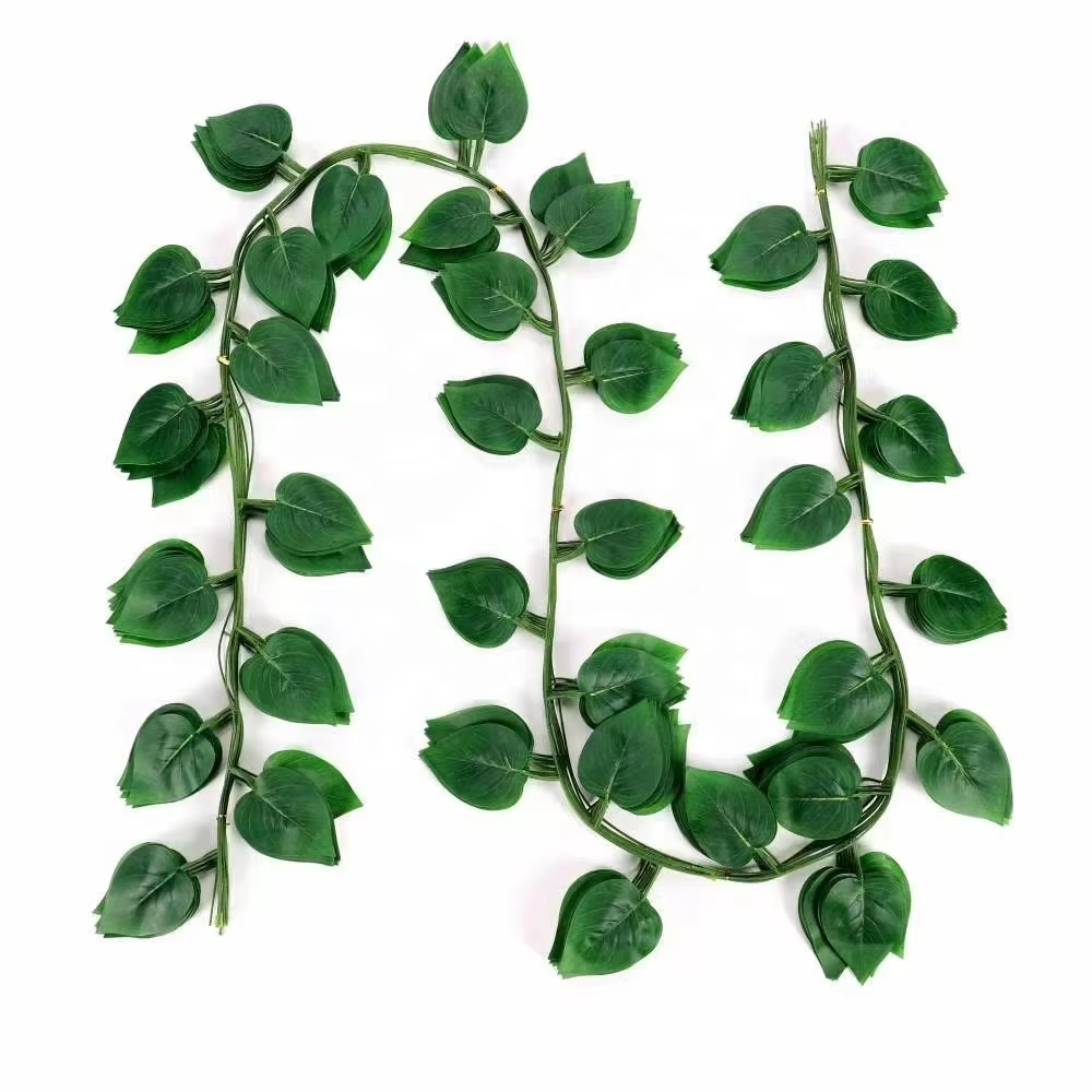 MCG Outdoor Home Garden Artificial Plastic Silk Green Leaf Rattan Vines Wall Hanging Flower Grass Olive Palm Indoor Plant supplier