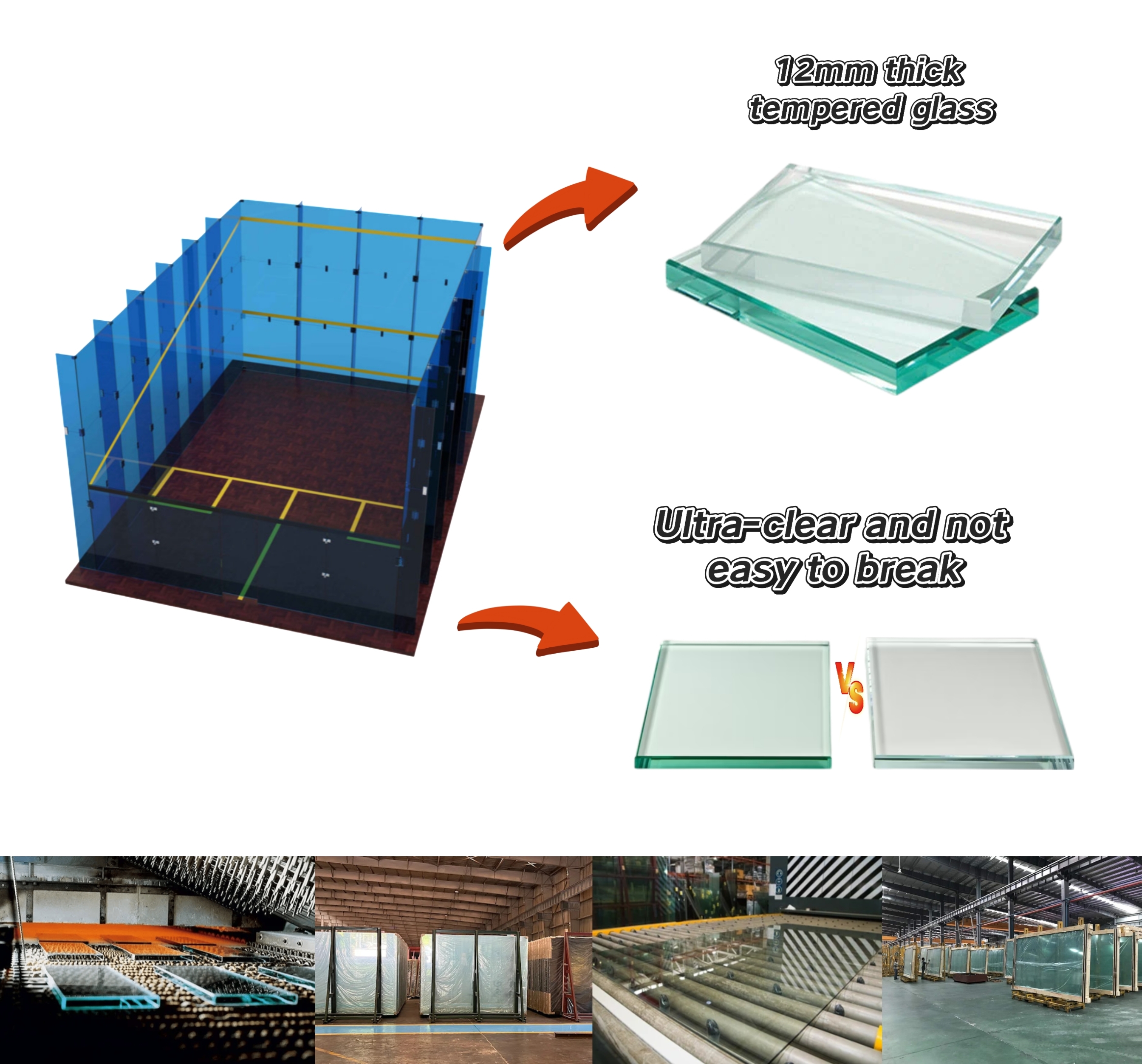 MCG High-Quality Panoramic Squash Court for Professional Use manufacture
