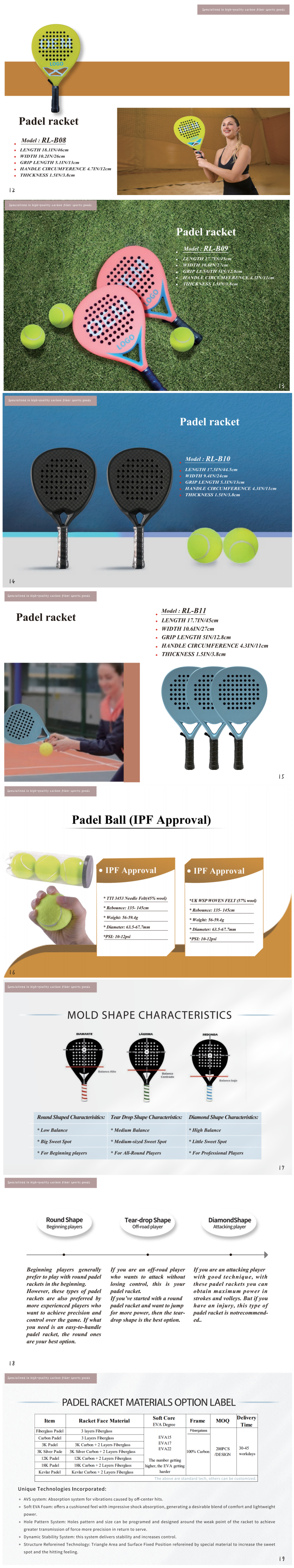 MCG 18K Carbon Fiber Padel Racket Round Beach Tennis Racket with EVA Grip and Cover for Sports factory