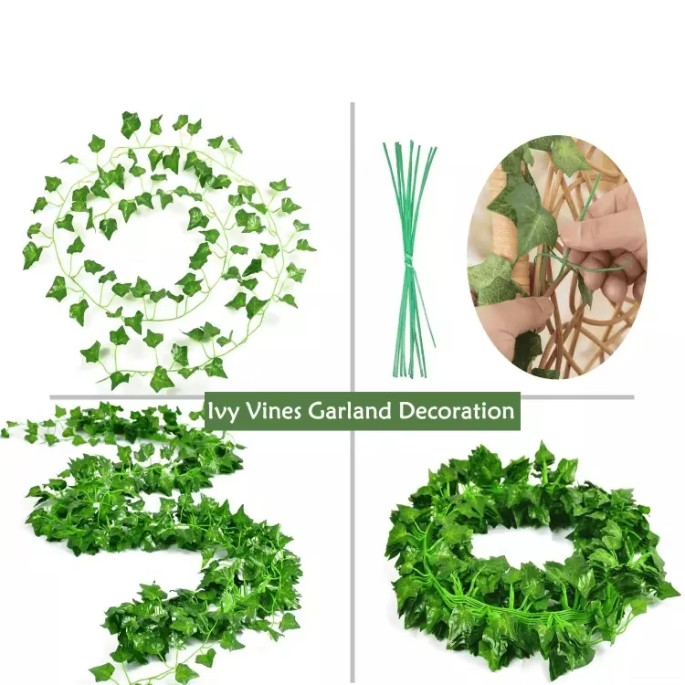 MCG Outdoor Home Garden Artificial Plastic Silk Green Leaf Rattan Vines Wall Hanging Flower Grass Olive Palm Indoor Plant factory