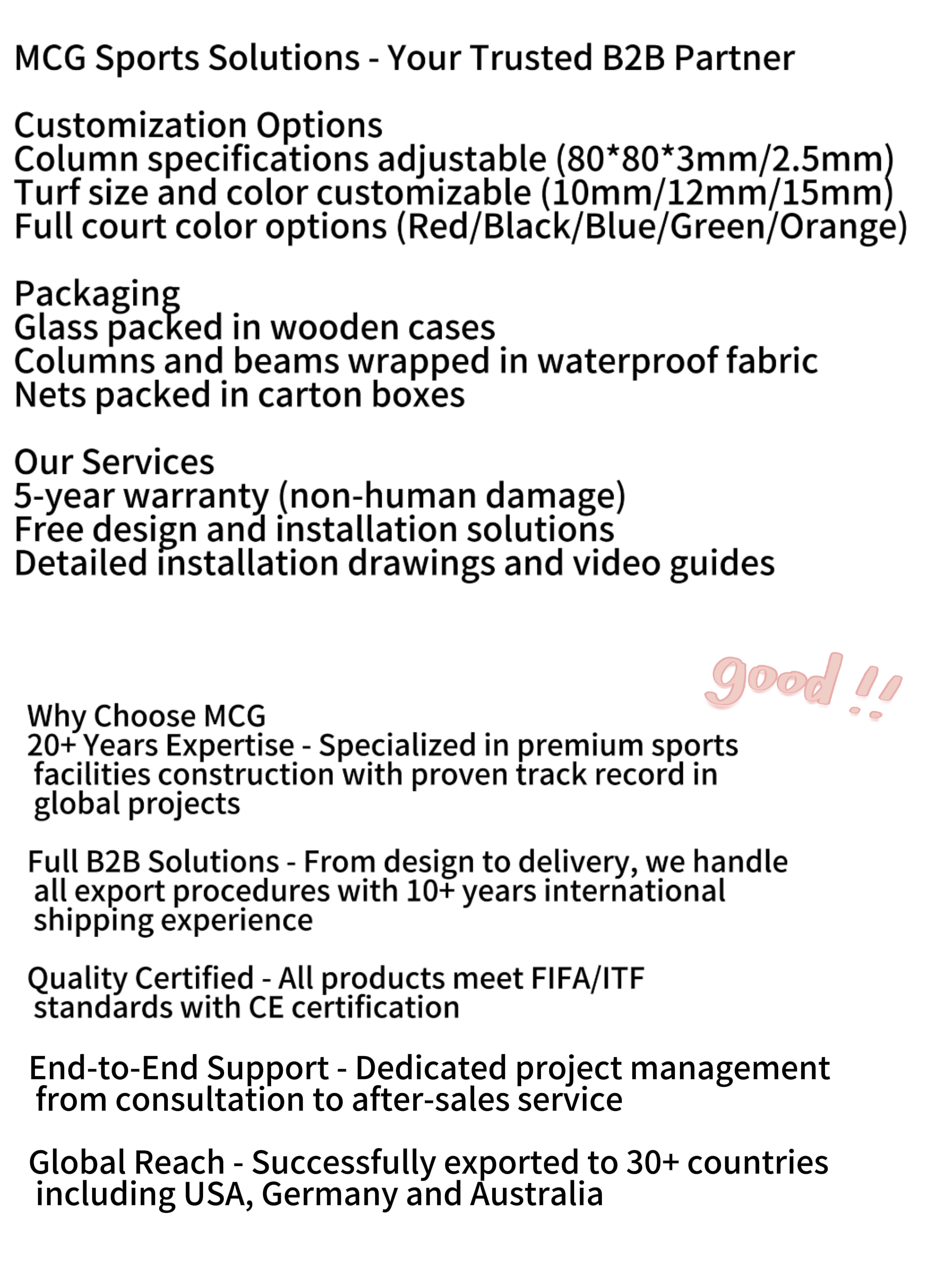 MCG High-Quality Panoramic Squash Court for Professional Use factory