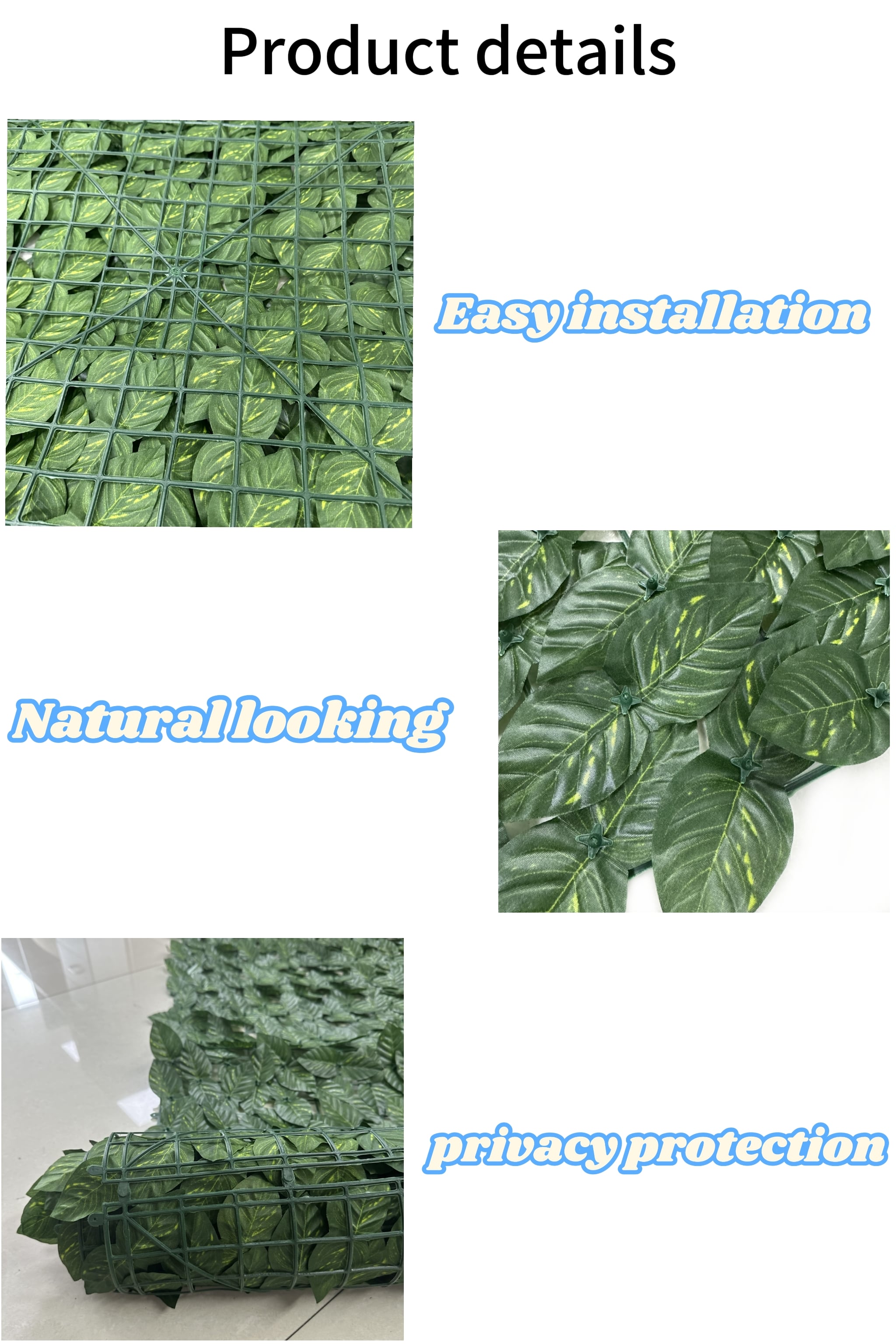 MCG Simulated Green Leaf Privacy Fence Artificial Boxwood Plastic Fabric Plant Wall with Hedge Enhancing Outdoor Space Greenery details