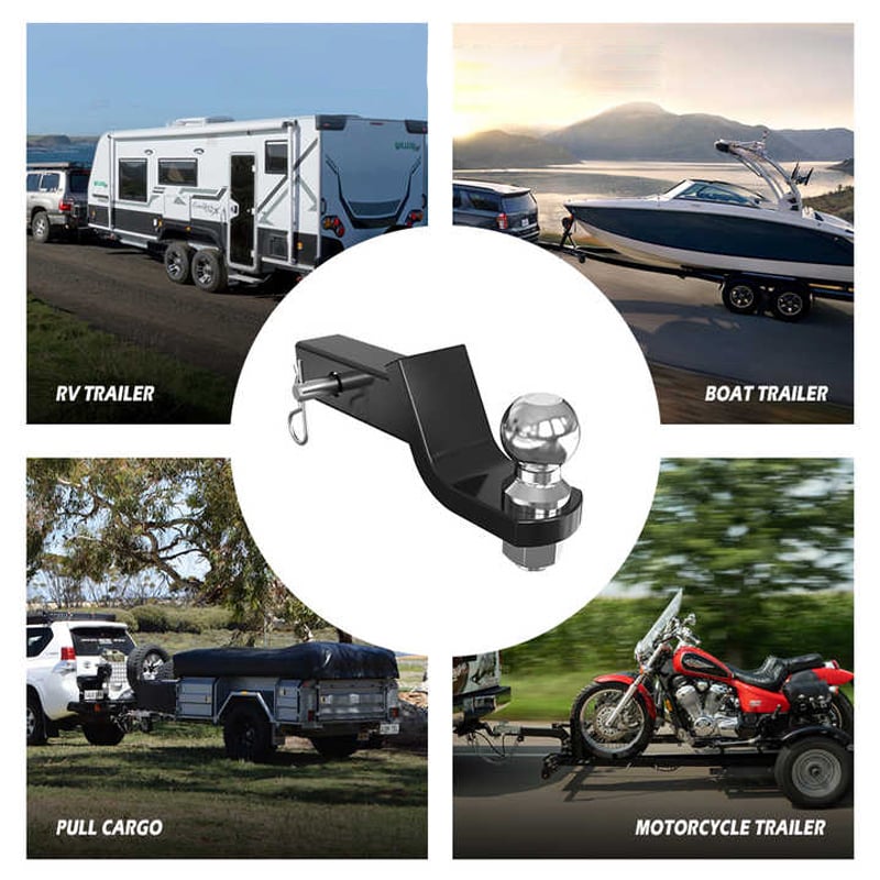 New 2-Inch Steel Receiver Ball Mount Hook Trailer Suspension Accessory for Marine RV Towing Used with RV and Marine Vehicles details