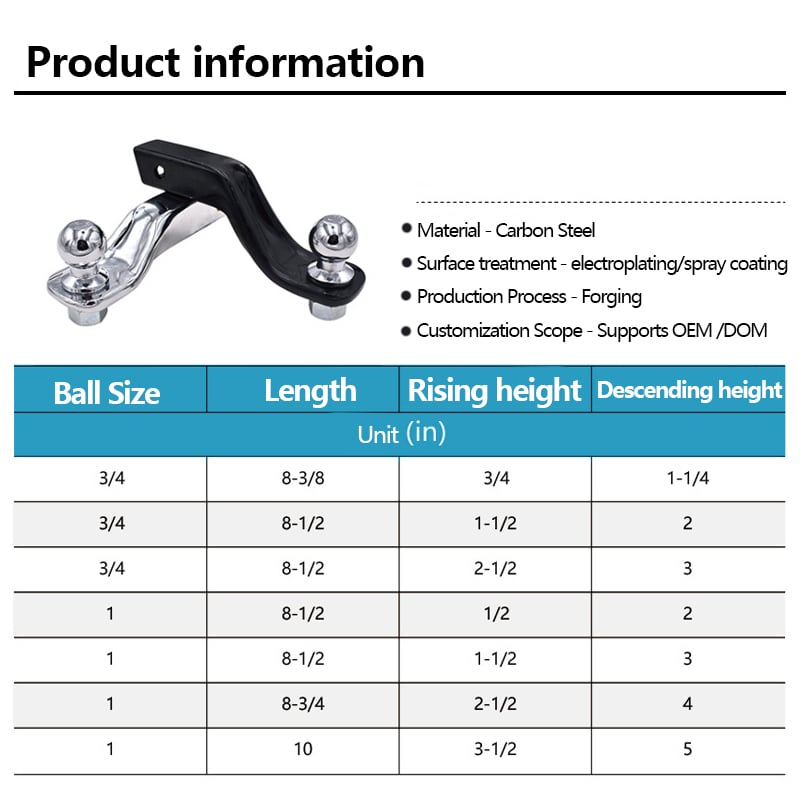 Height Adjustable Trailer Hitch System Ball Mount Aluminum Steel Towing Hitch supplier