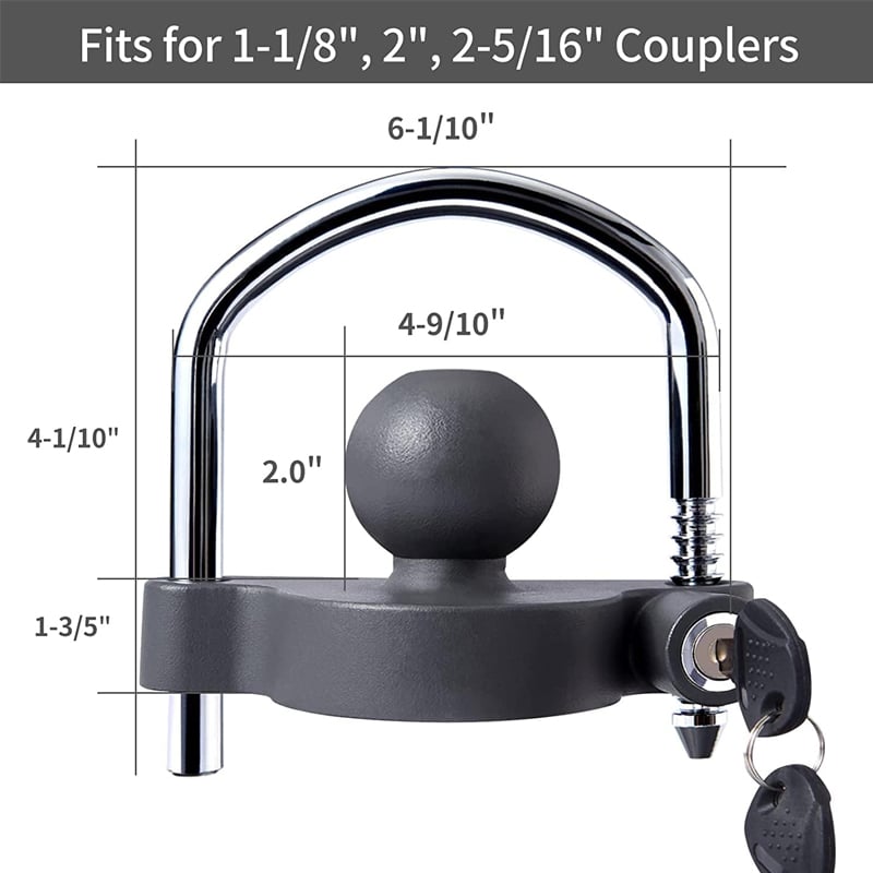 Trailer Coupler Lock Universal Adjustable Steel Trailer Hitch Lock details