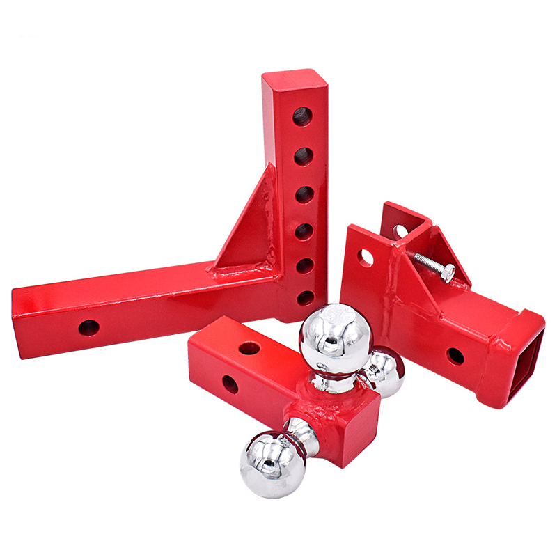 Adjustable 2-Inch Receiver Triple Tow Hitch Red Painted 3-Way Tri Ball Vertical Raise Drop Design for Efficient Trailering supplier