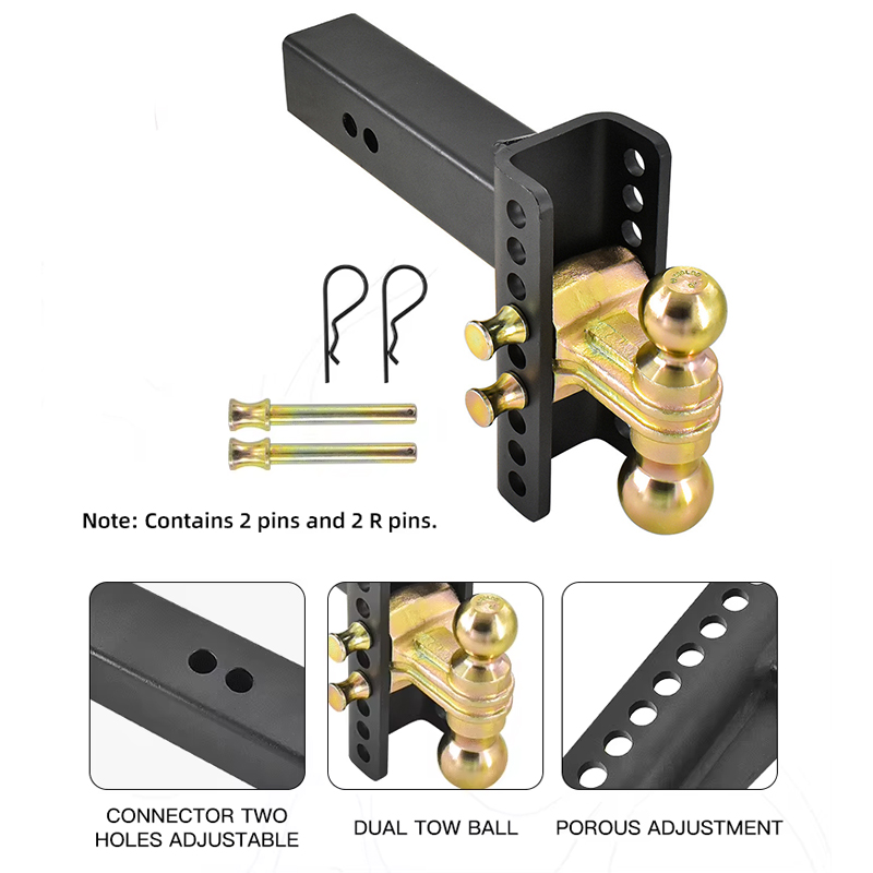 Adjustable Trailer Hitch Dual Balls Fits 2.5-Inch Receiver 6-Inch Drop/Rise 2" & 2-5/16" Ball Hitches for Trucks details