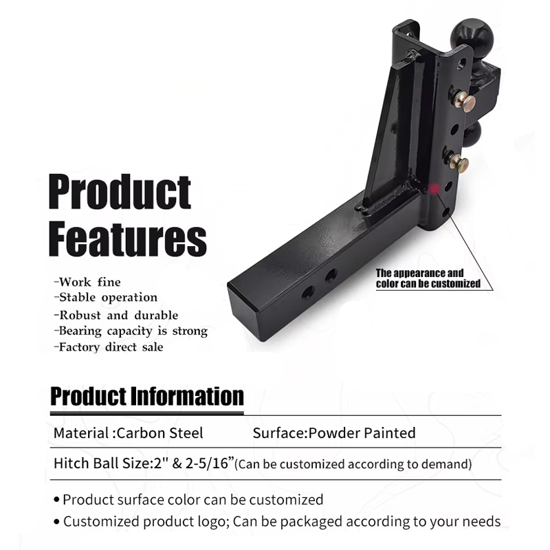 2-Ball Triple Ball Swivel Adjustable 6-Hole Drop Turn Trailer Tow Hitch Mount 2'' Receiver with Durable Parts & Accessories factory