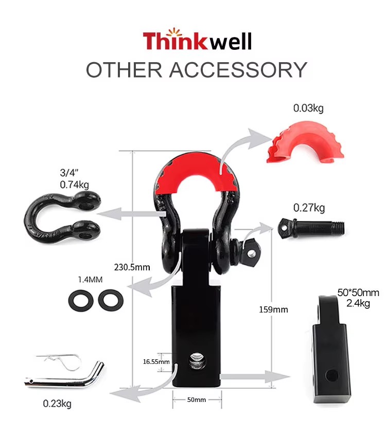 Heavy Duty Solid 3/4'' Steel Hitch Pin Receiver with D Ring Shackle Truck Towing Accessories Bracket Used Trailer Hitch Lock details