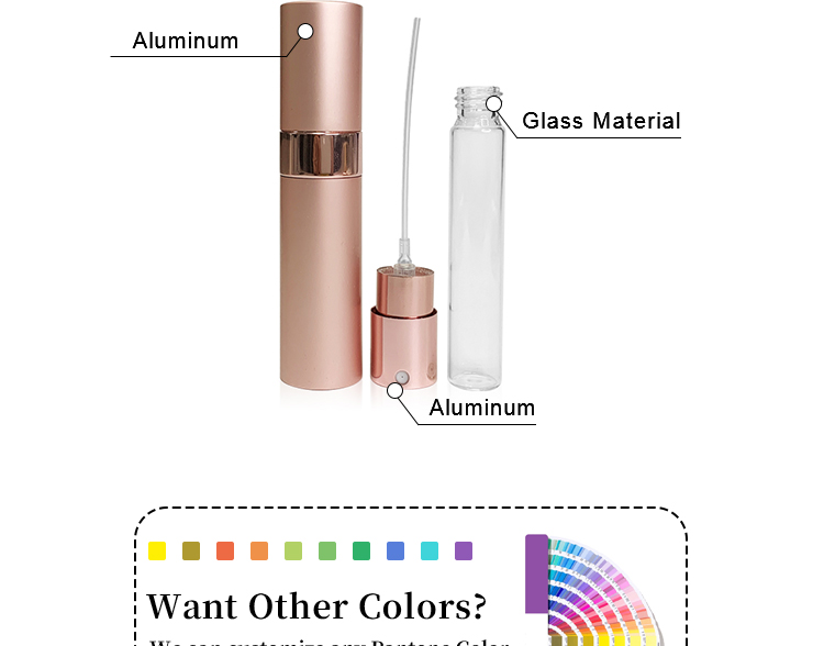 Luxury customizable logo portable rotary spray bottle skin care cosmetics perfume electroplated aluminum 8ml10ml packaging spray manufacture