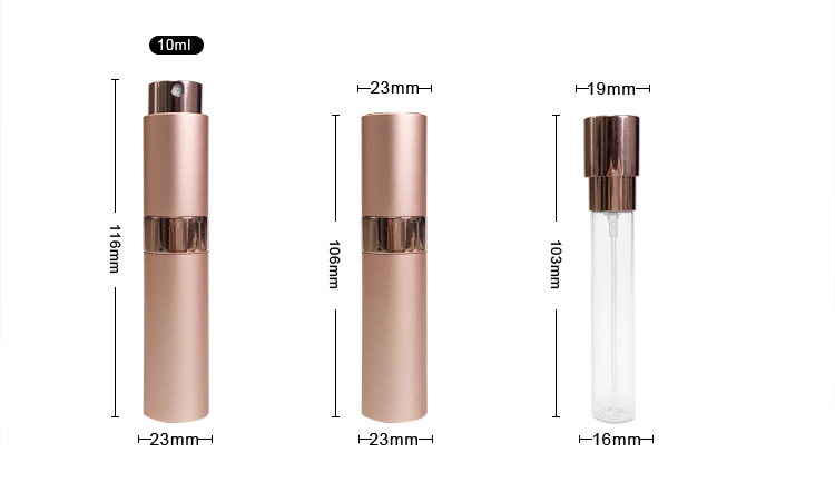Luxury customizable logo portable rotary spray bottle skin care cosmetics perfume electroplated aluminum 8ml10ml packaging spray details