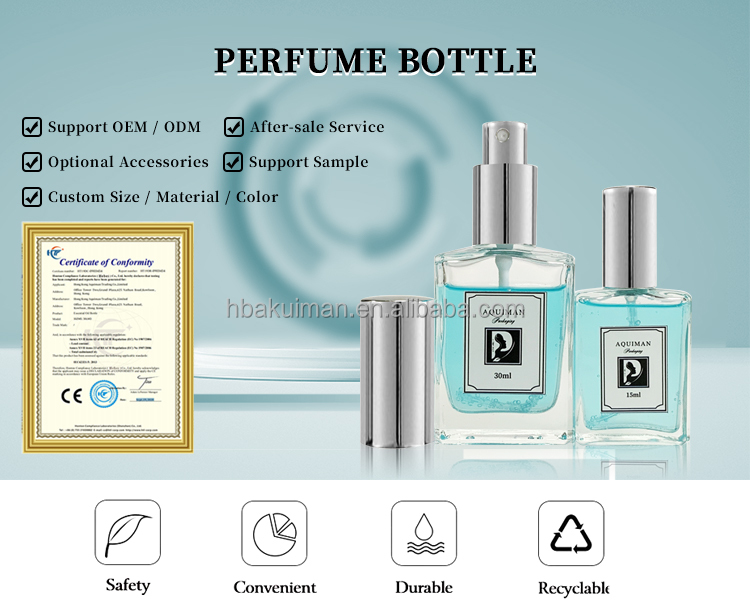 Glass Perfume Bottle Square Fragrance Glass Bottle Cosmetic Dispenser Spray Bottle With Sprayer Lid From China factory