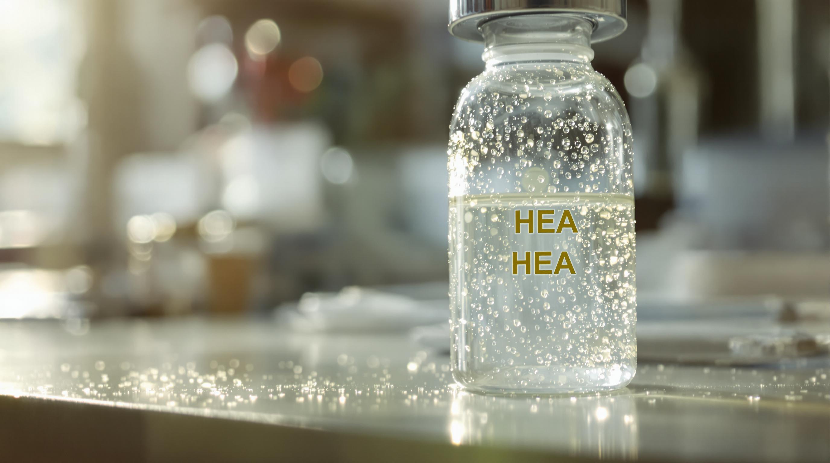 HEA sample in lab container showing effects of heat, humidity, and light exposure