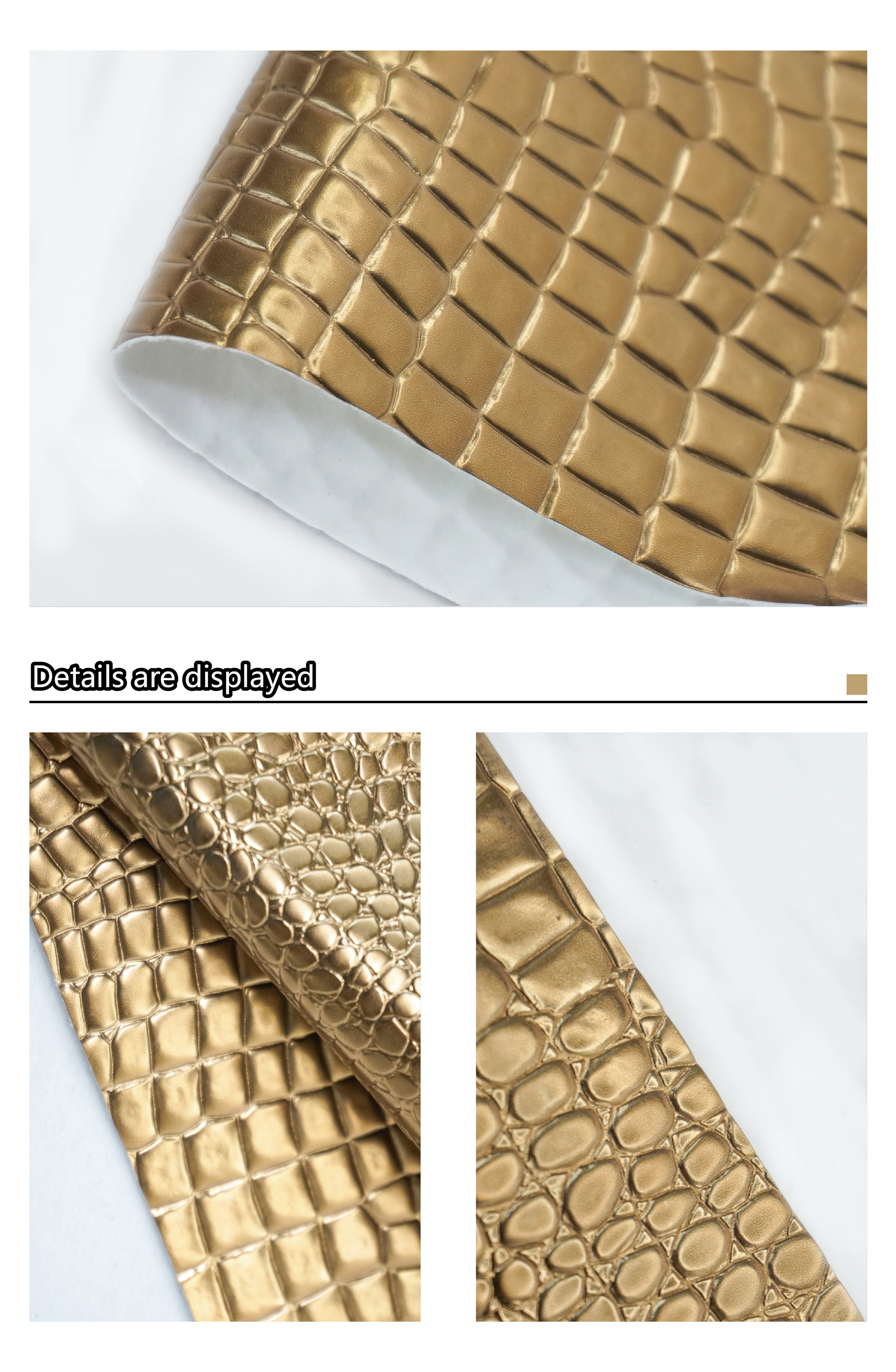 Customizable Animal Crocodile Skin Pattern PU Leather with Metallic Feel manufacture
