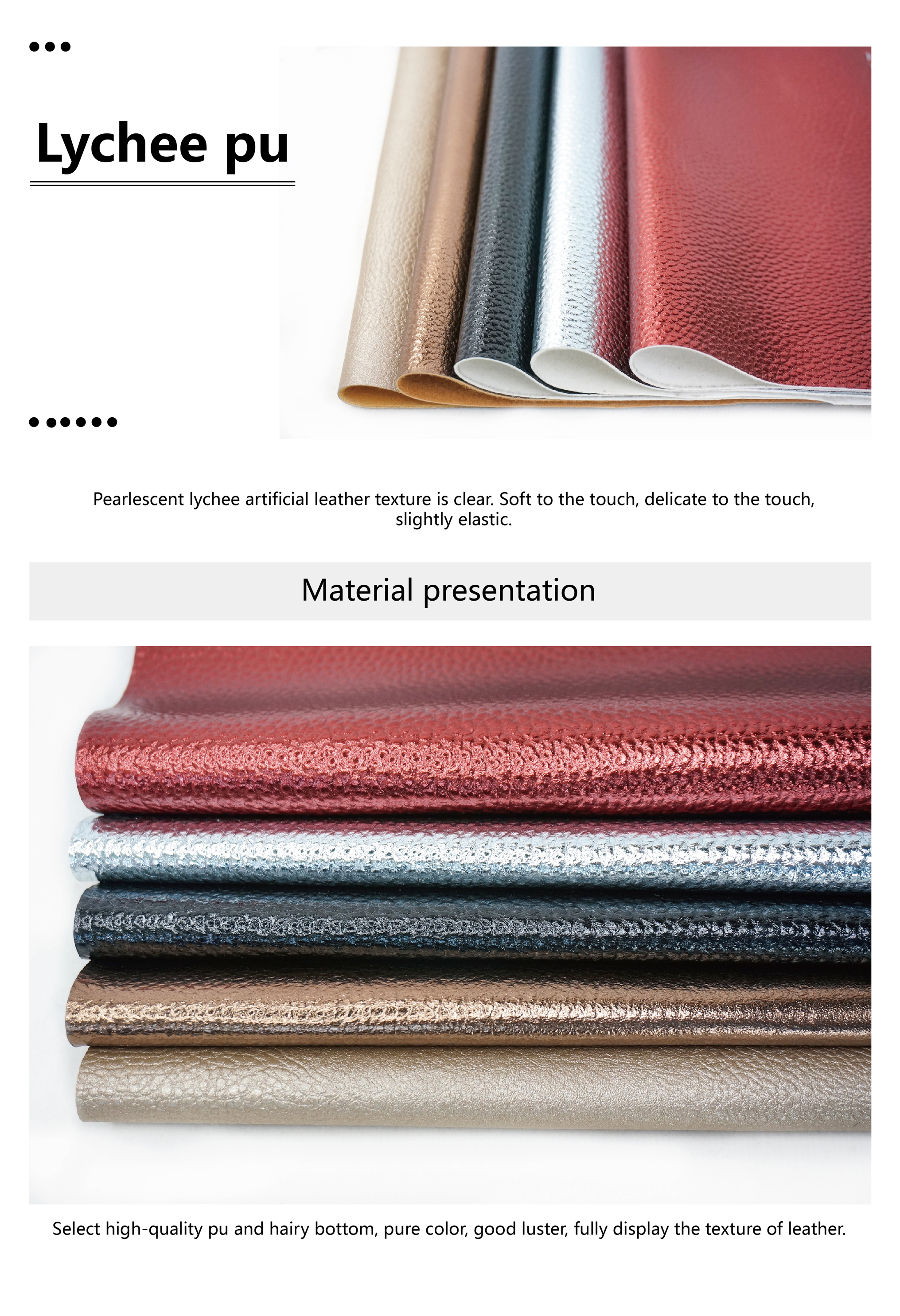 Cigno Leather - Premium Pearl Light Lychee Grain Synthetic PU Leather for Bags & Covers supplier