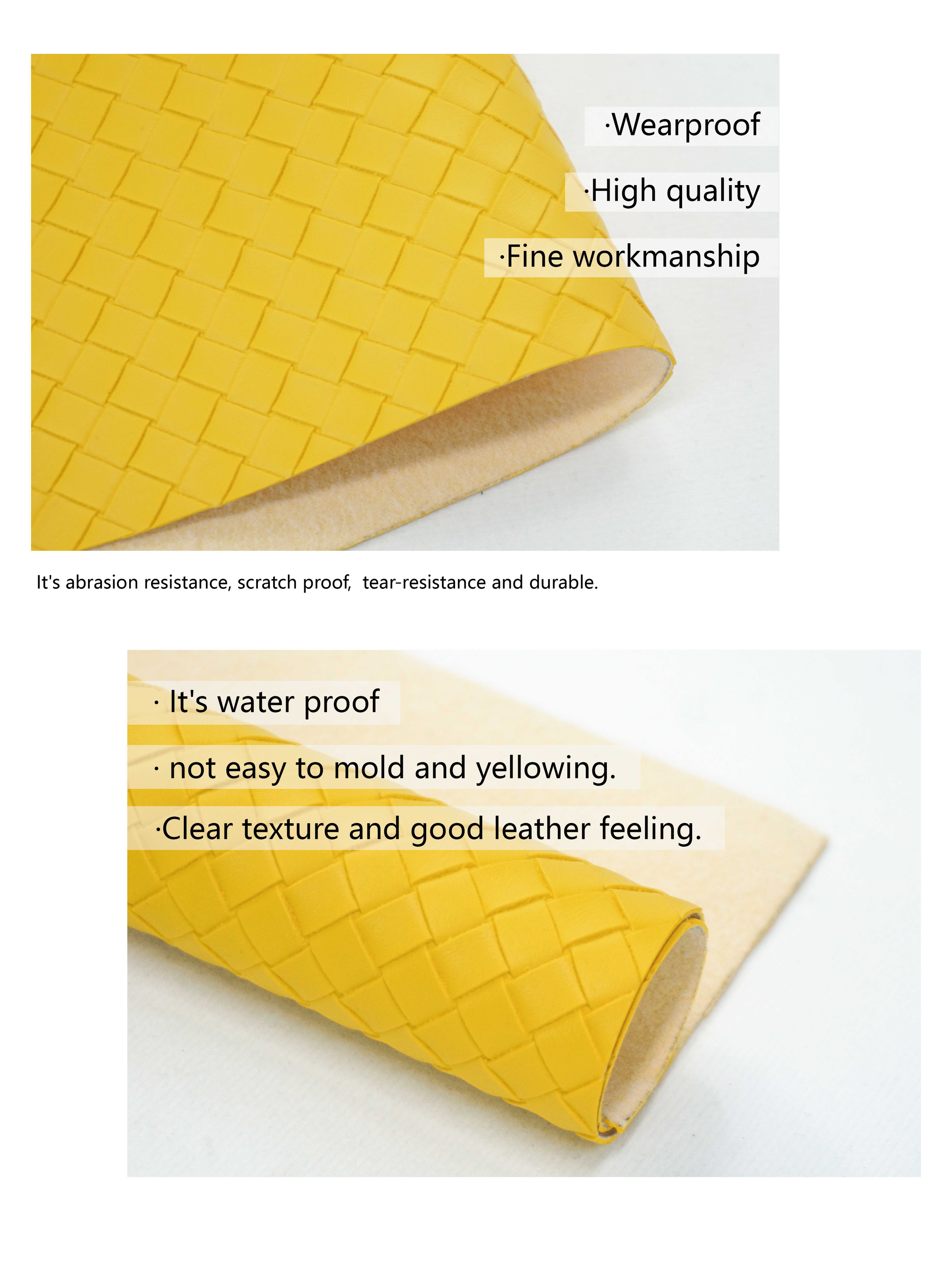 Robust PU Woven Pattern Leather Fabric - Perfect Choice for Bags & Handbags details