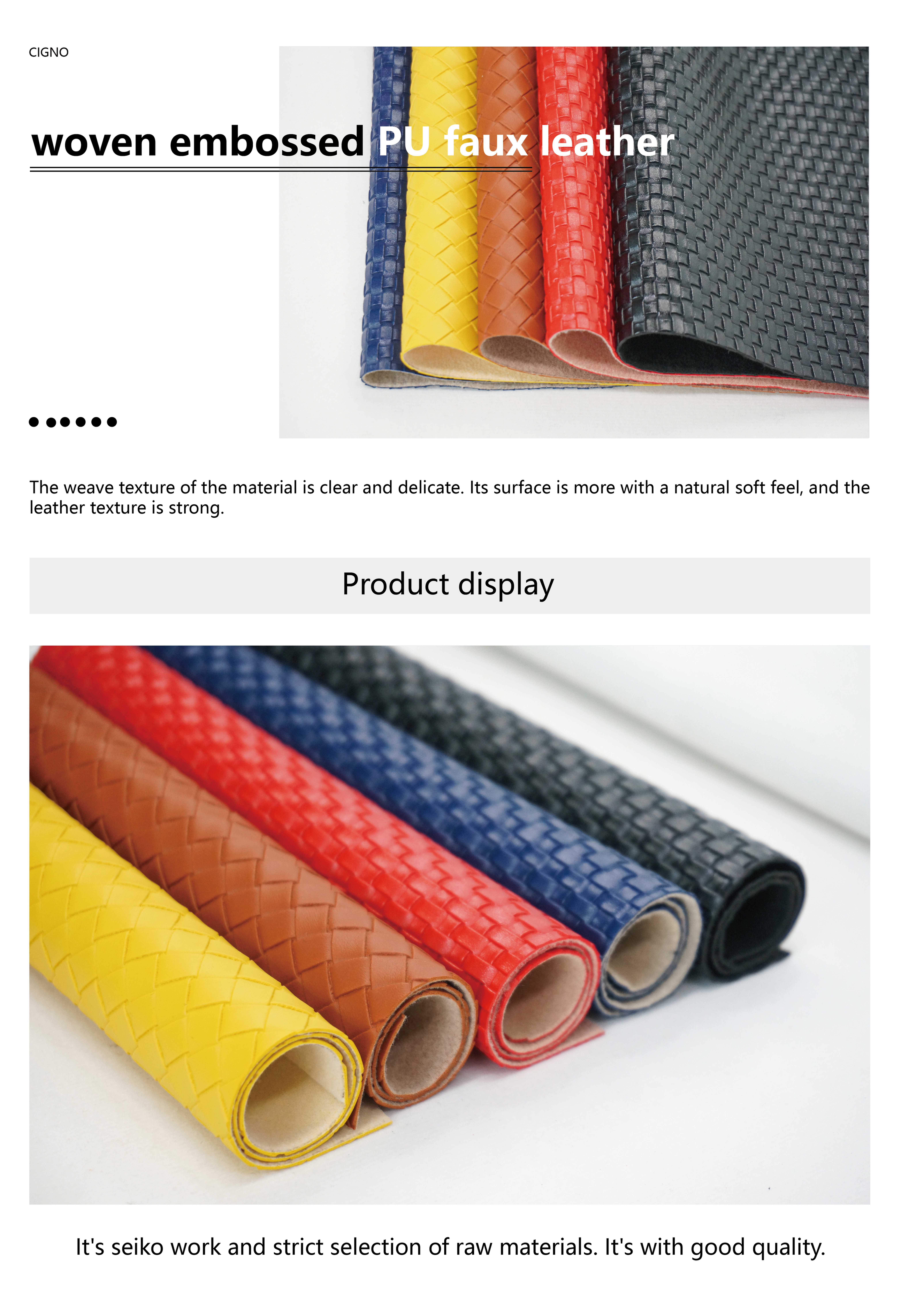 Robust PU Woven Pattern Leather Fabric - Perfect Choice for Bags & Handbags factory