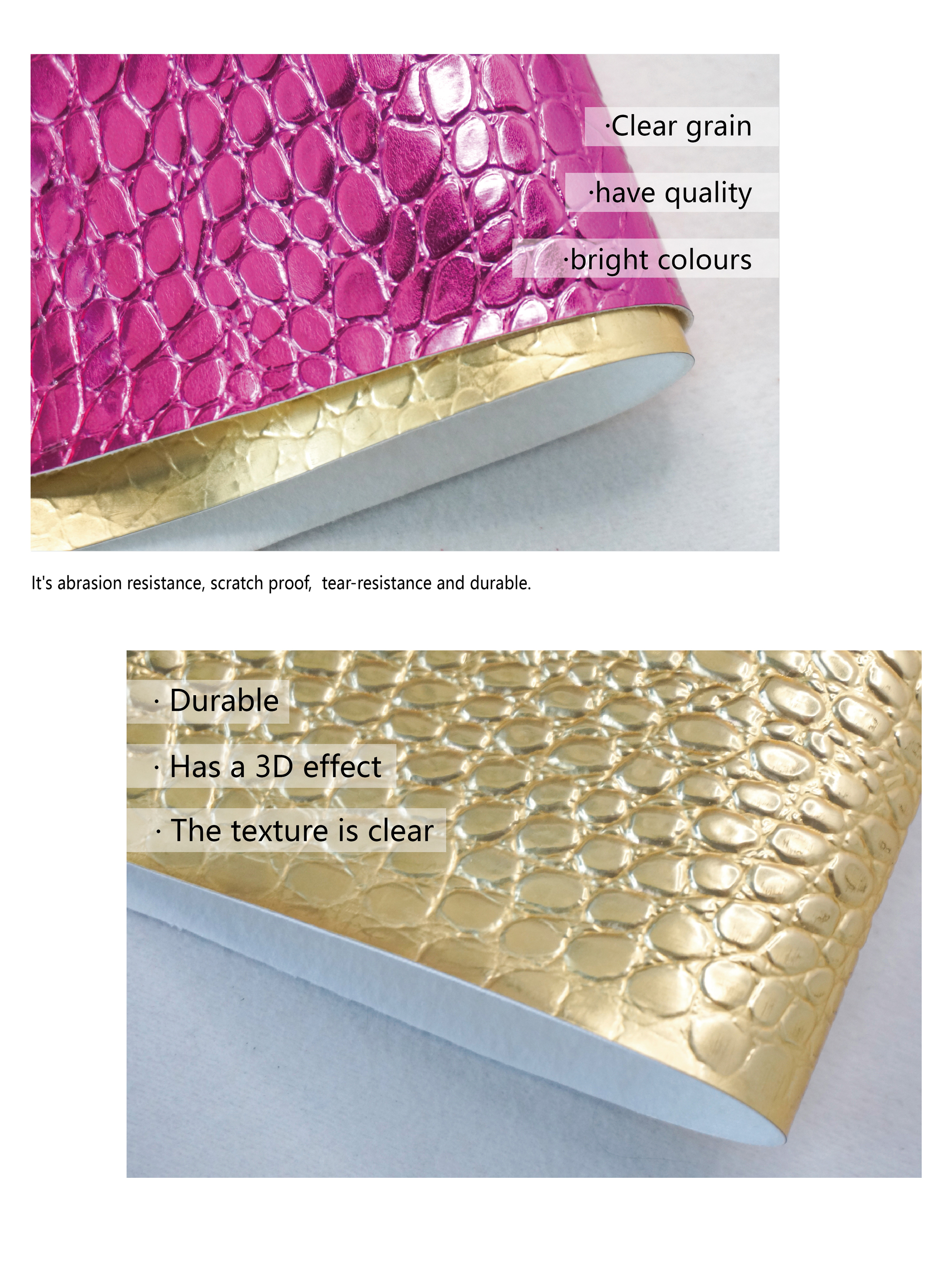 Customizable Animal Crocodile Skin Pattern PU Leather with Metallic Feel factory