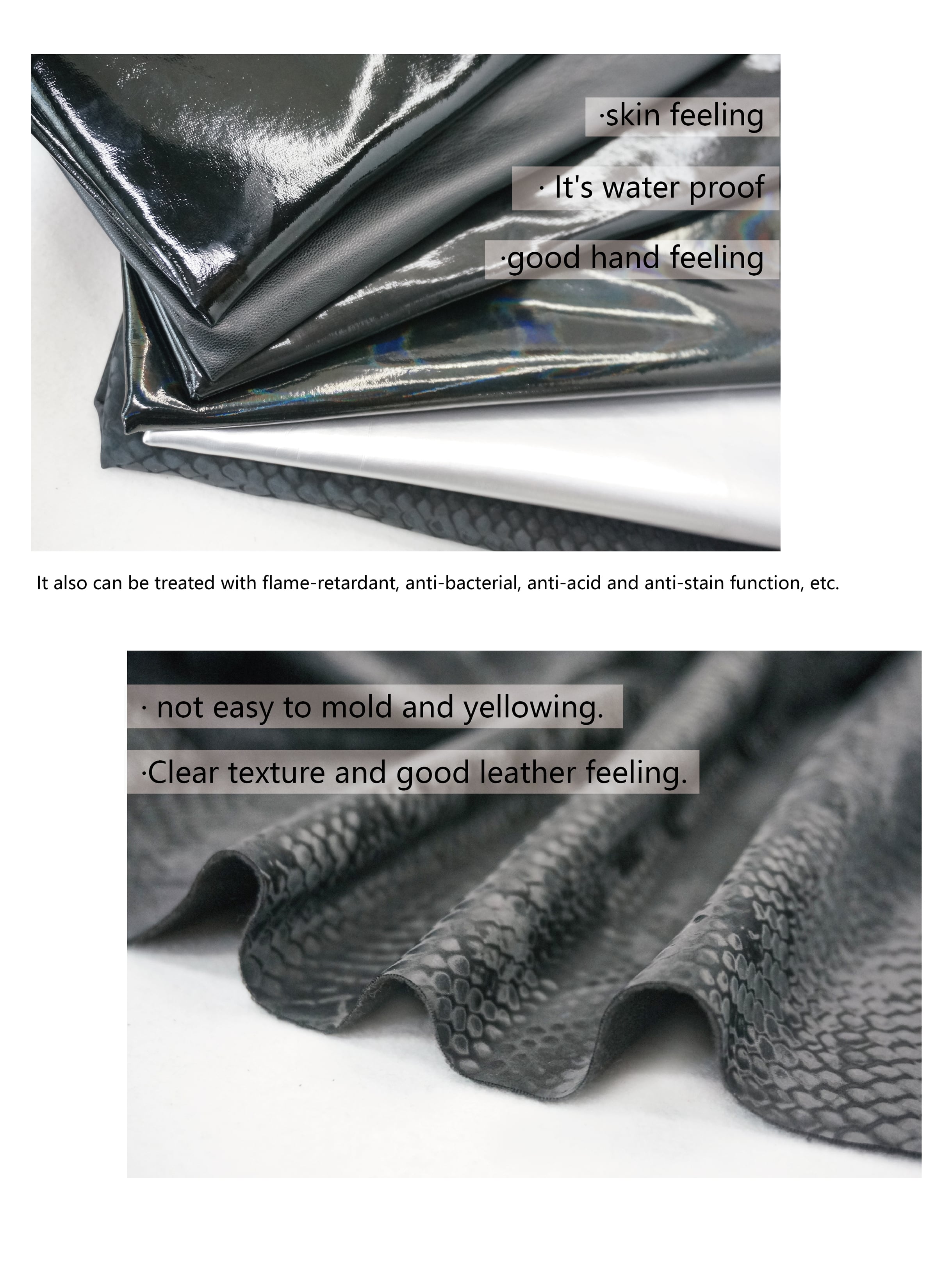 Cigno Leather Presents: Customizable Pattern Mirror/Matte Finish Glossy PU Faux Leather for Garment Manufacturing supplier