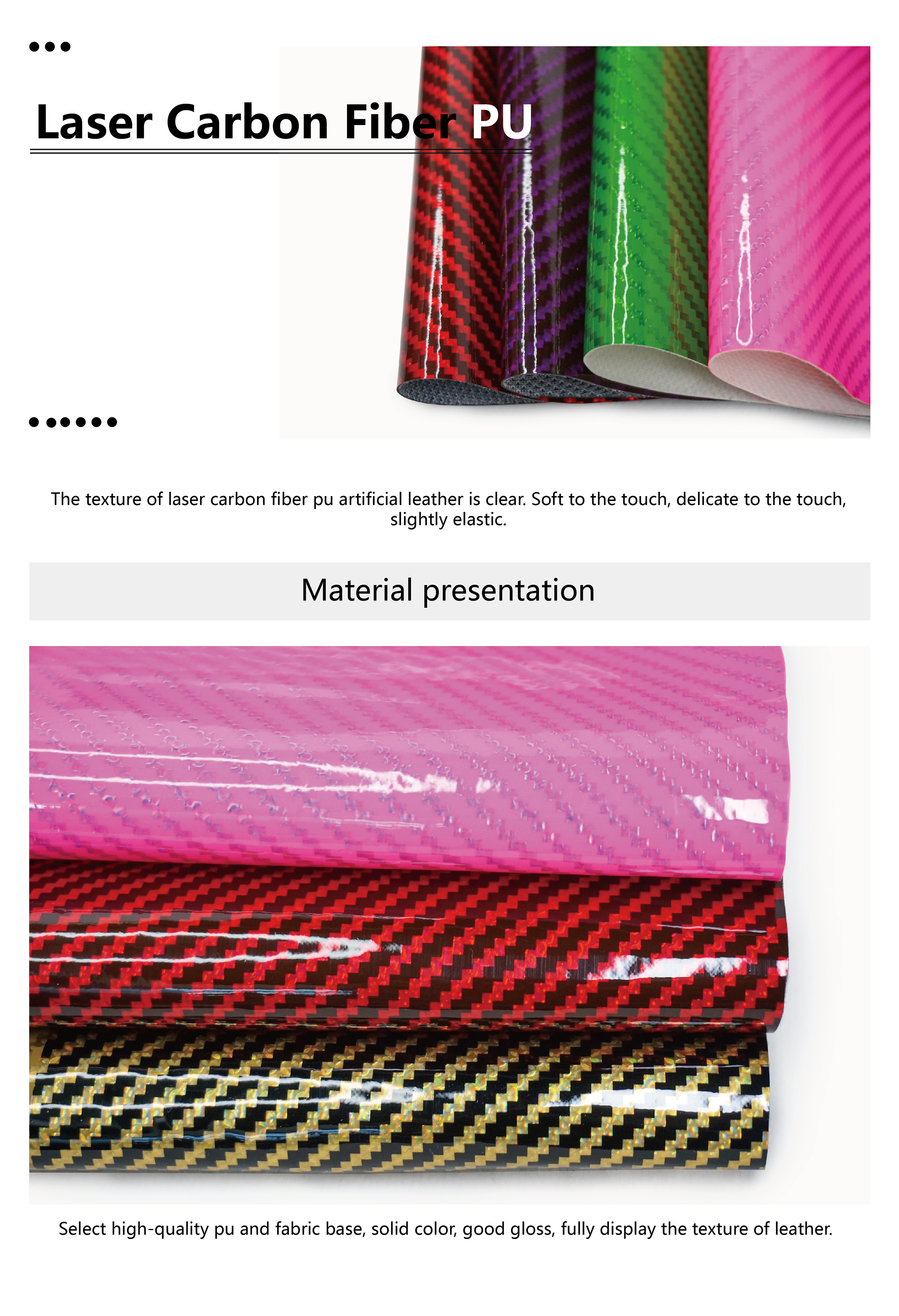 Cigno Leather Exclusive: Free Sample of Laser Carbon Fibre Texture Synthetic Leather - Ideal for Car Upholstery & Pu Faux Leather Fabric factory