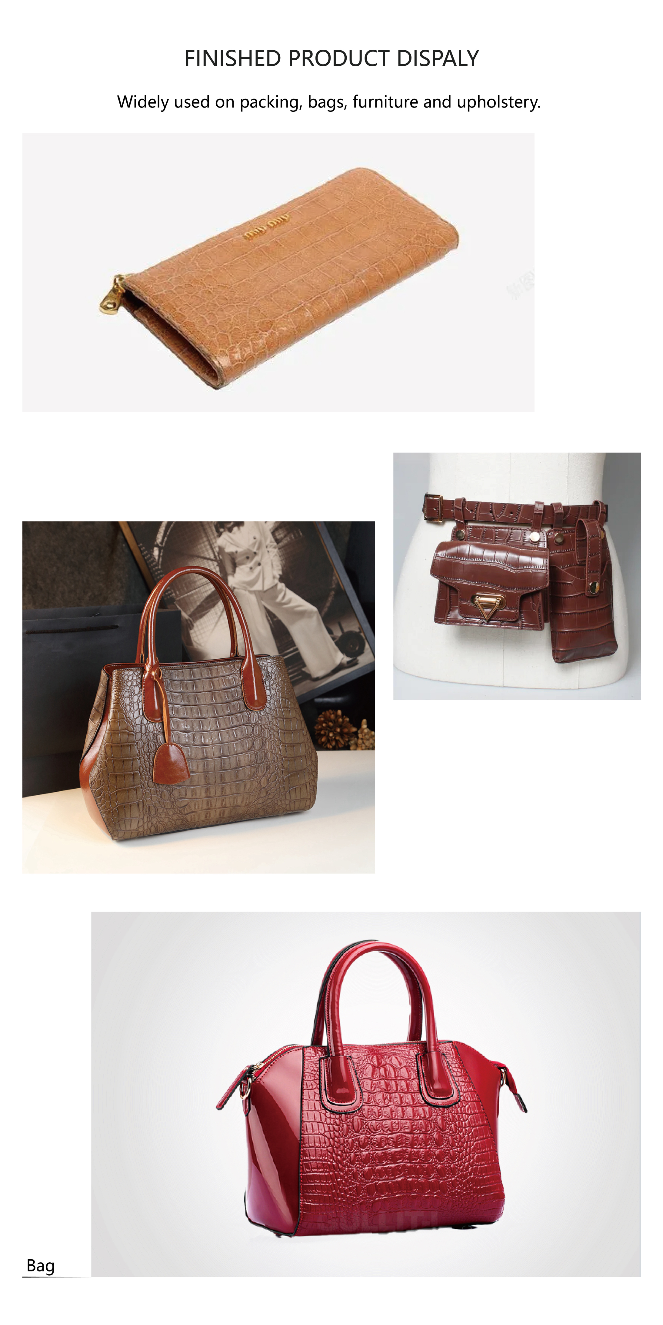 Customizable Animal Crocodile Skin Pattern PU Leather with Metallic Feel manufacture
