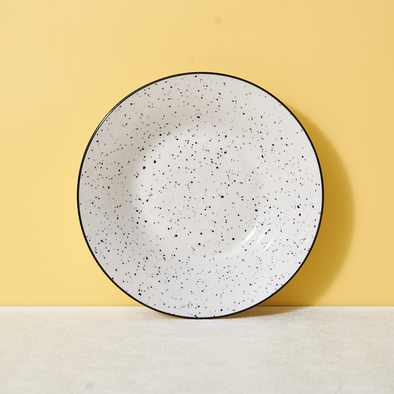 Luxury Europe Style White Glazed Porcelain Tableware Sesame Dot Print Daily Household Ceramic Dinnerware Sets for Home Use supplier