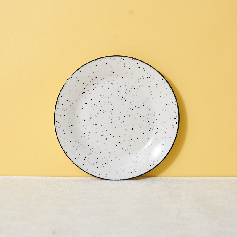 Luxury Europe Style White Glazed Porcelain Tableware Sesame Dot Print Daily Household Ceramic Dinnerware Sets for Home Use manufacture