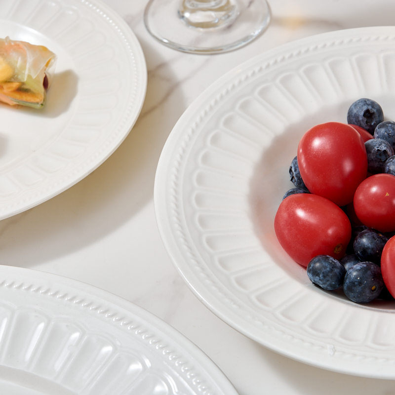 Customizable Quantity Color White Ceramic Tableware Set Minimalist Design Dishwasher Safe High Quality Porcelain for High-End details