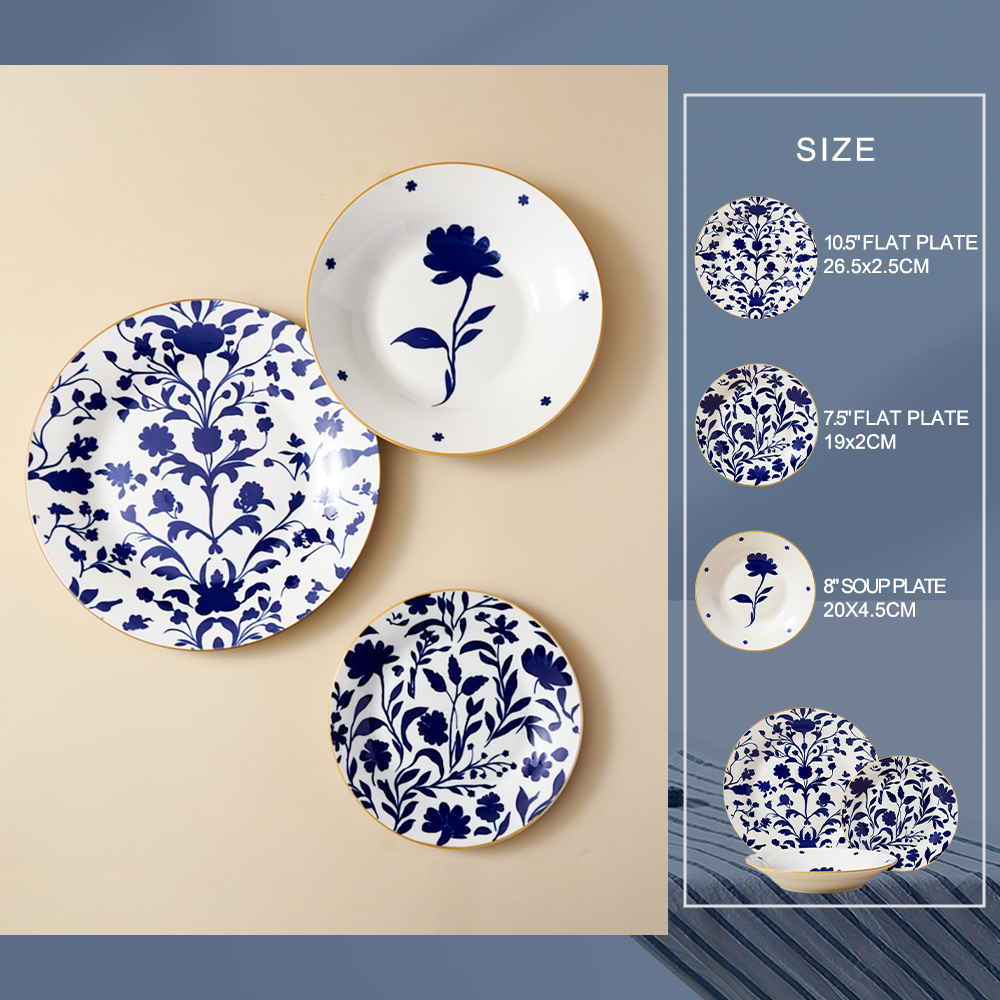 Simple Style Ceramic Tableware Set Embroidered Series Suitable for Households Hotels and Campsites - Wholesale Sales supplier